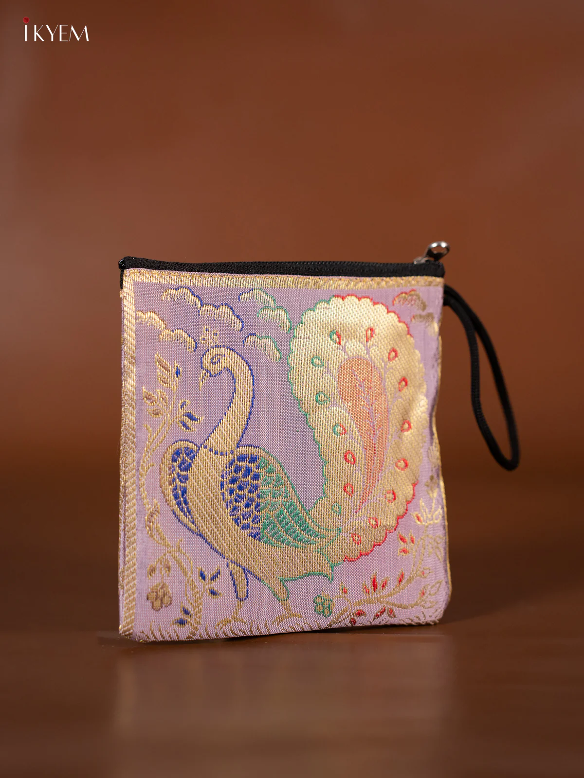Peacock designed Banarasi Coin Pouch - Baby Pink - KJ06152 - Image 2