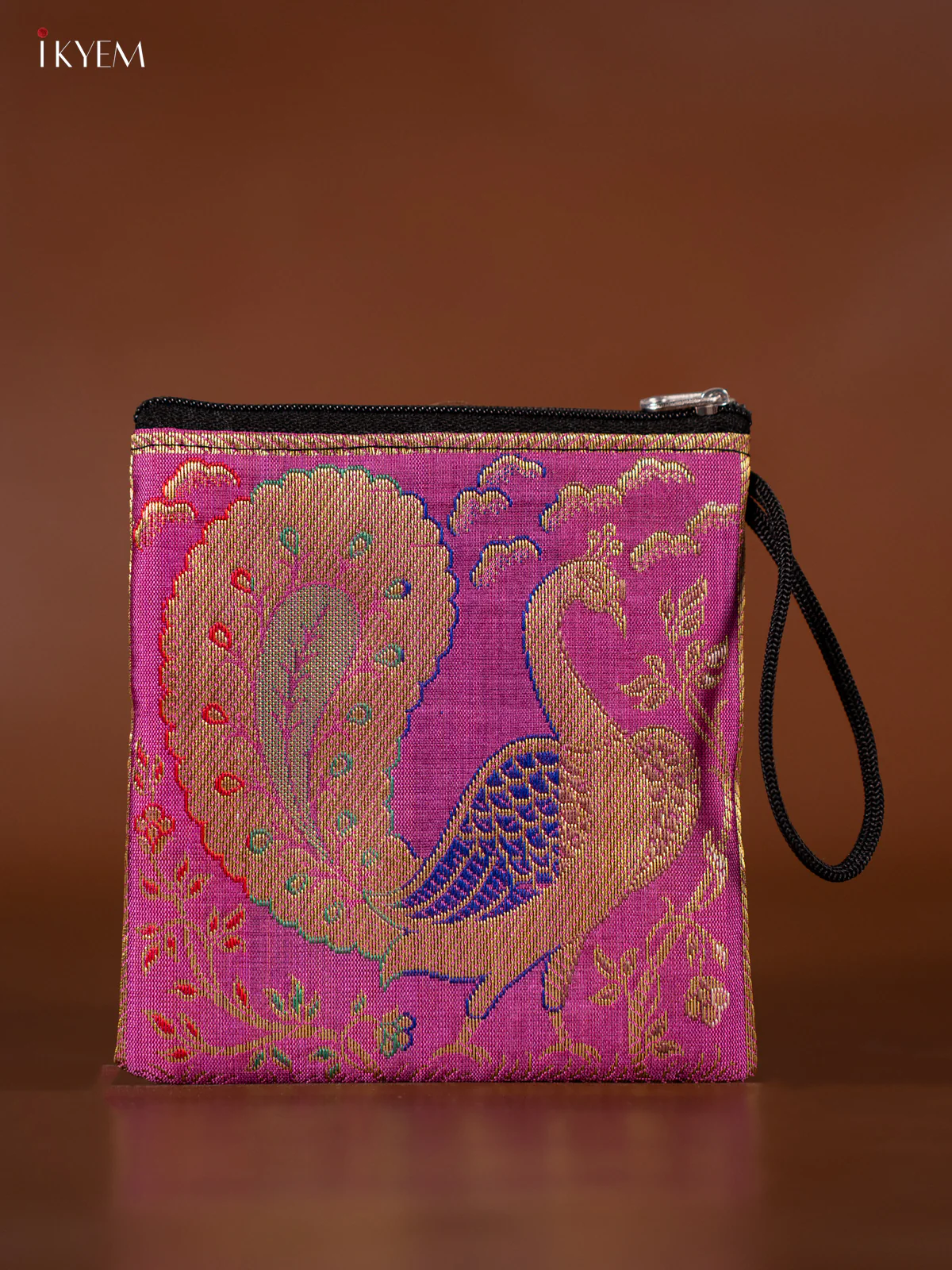 Peacock designed Banarasi Coin Pouch - Light Pink - KJ06153