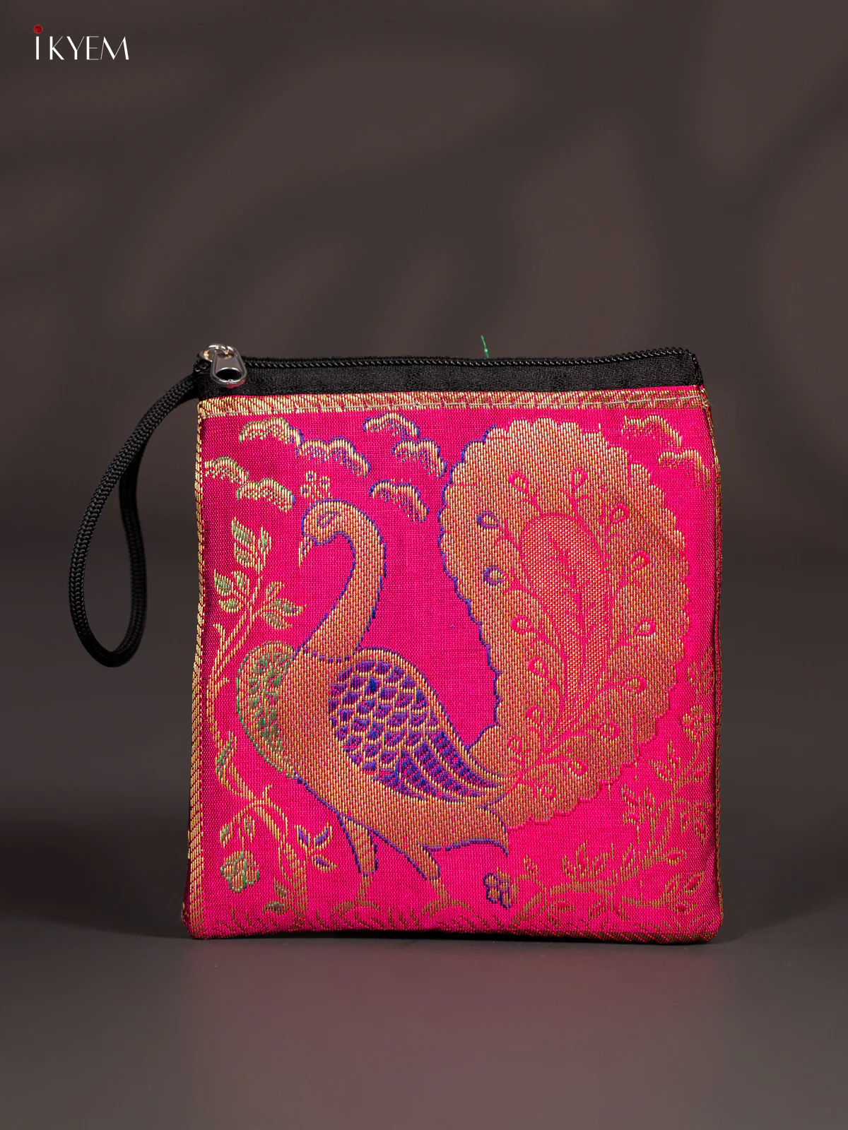 Peacock designed Banarasi Coin Pouch - Pink - KJ06154