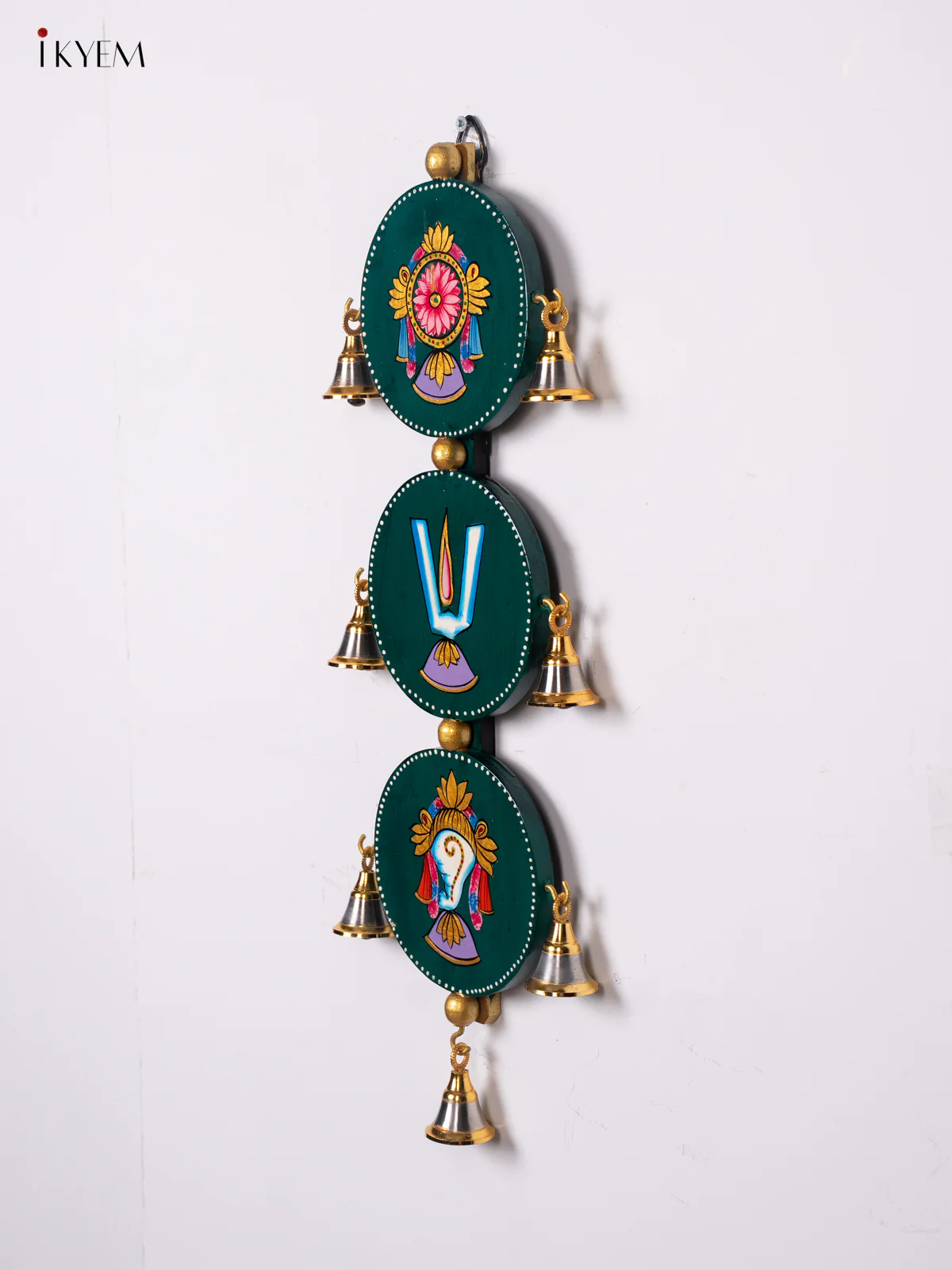 Green Wooden Sangu Chakram Namam Wall Hanging – 18 Inches - KJ06173 - Image 7