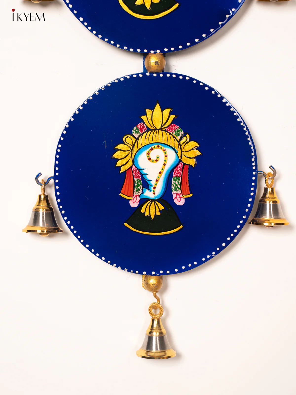 Blue Hand-Painted Wooden Sangu Chakram Namam Wall Hanging – 24 Inches - KJ06178 - Image 5