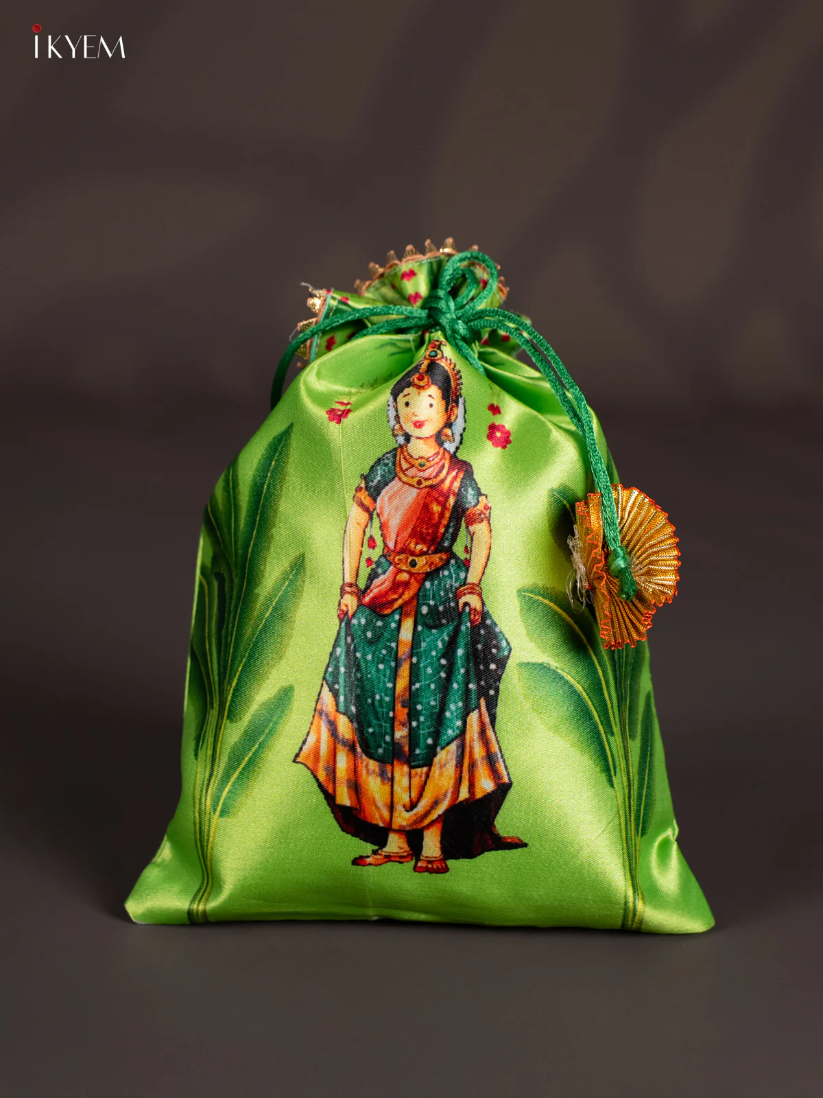 Half Saree Girl Potli Bag - Green - KJ11112