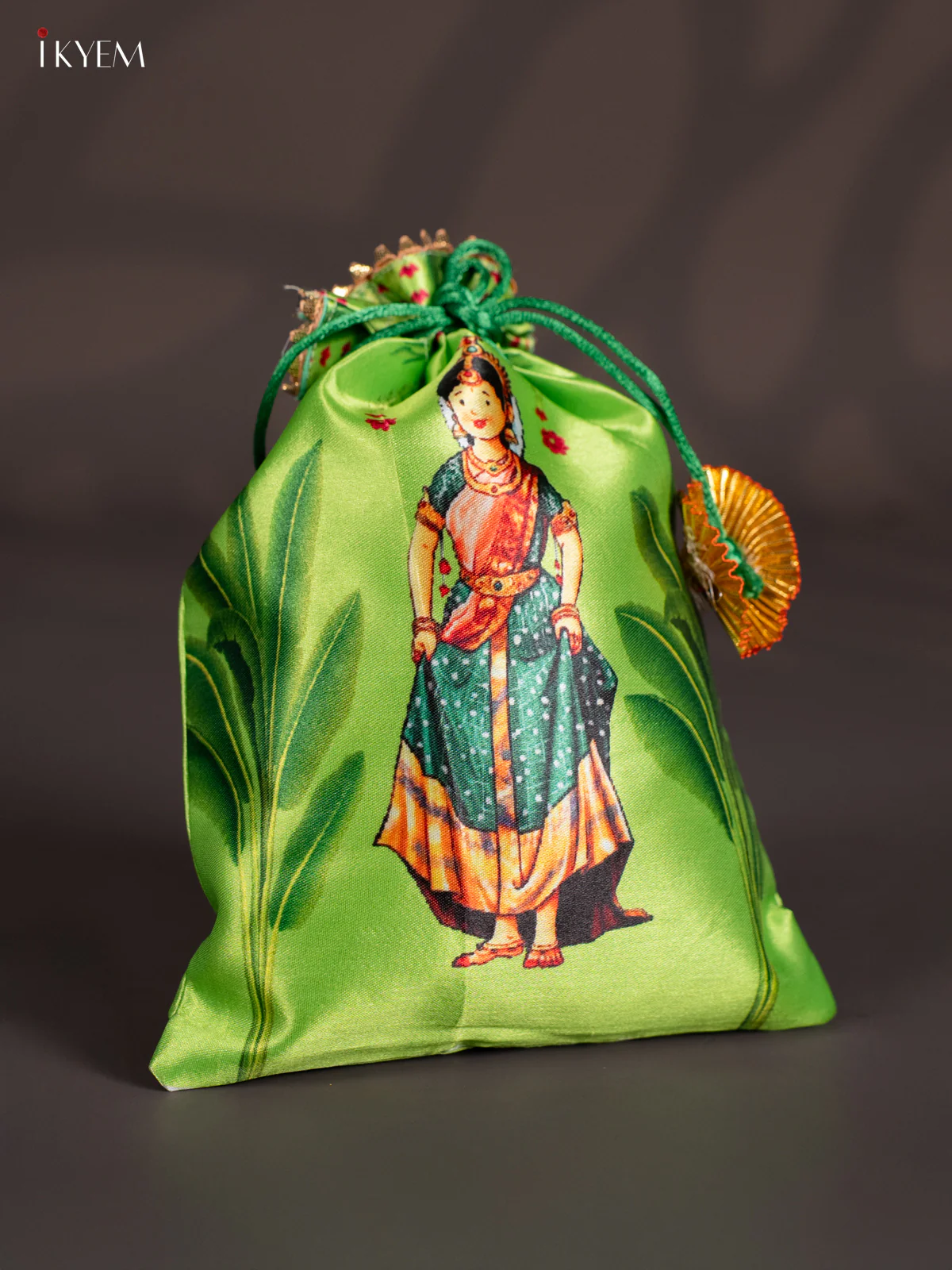 Half Saree Girl Potli Bag - Green - KJ11112 - Image 2