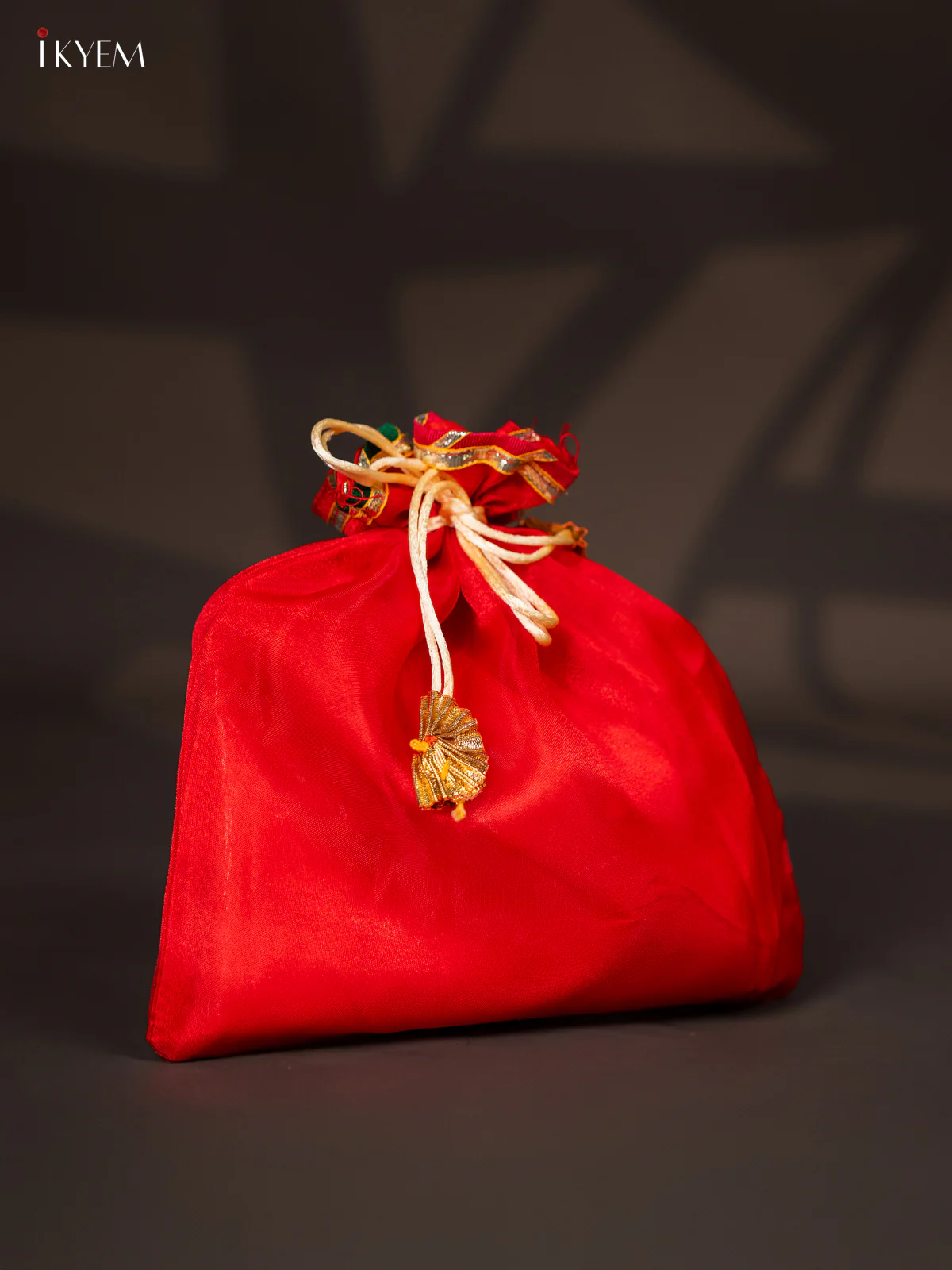 Organza Potli Bag - Red - 9.5 Inch - KJ11135 - Image 2