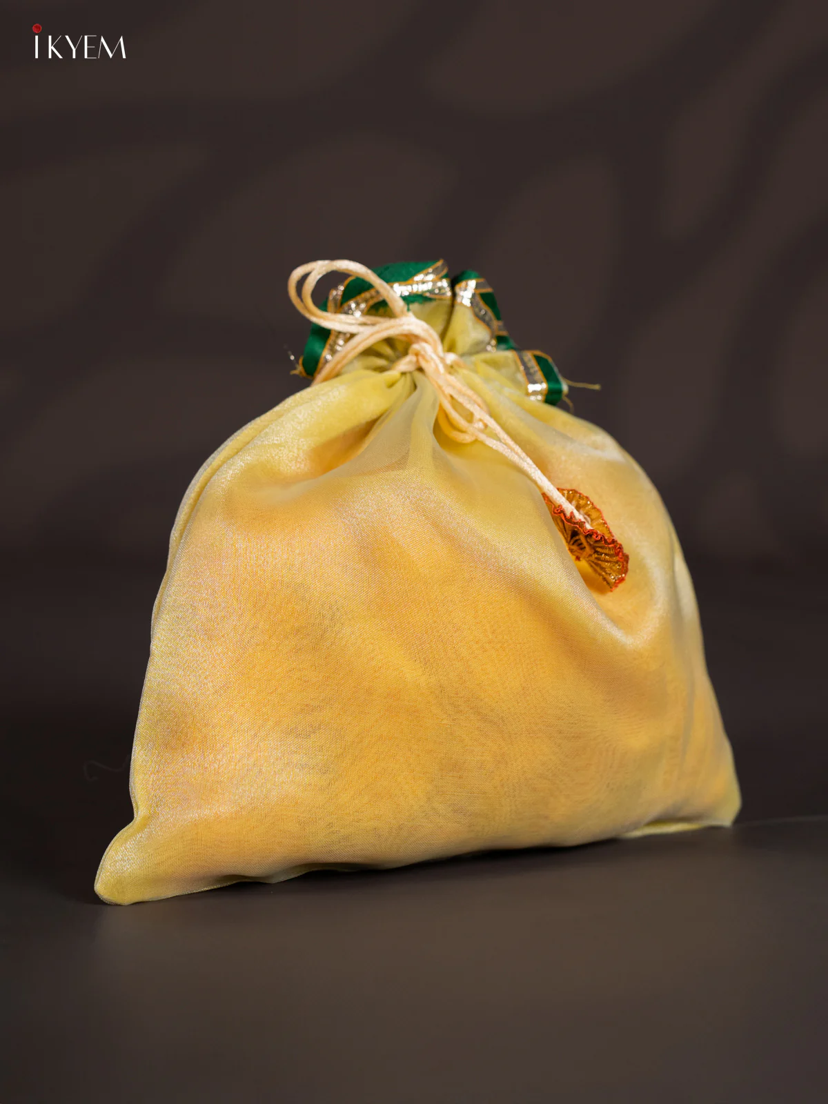 Organza Potli Bag - Yellow - 9.5 Inch - KJ11138 - Image 2