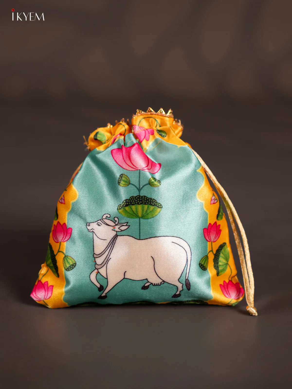 Cow Potli Bag - Yellow - KJ11140