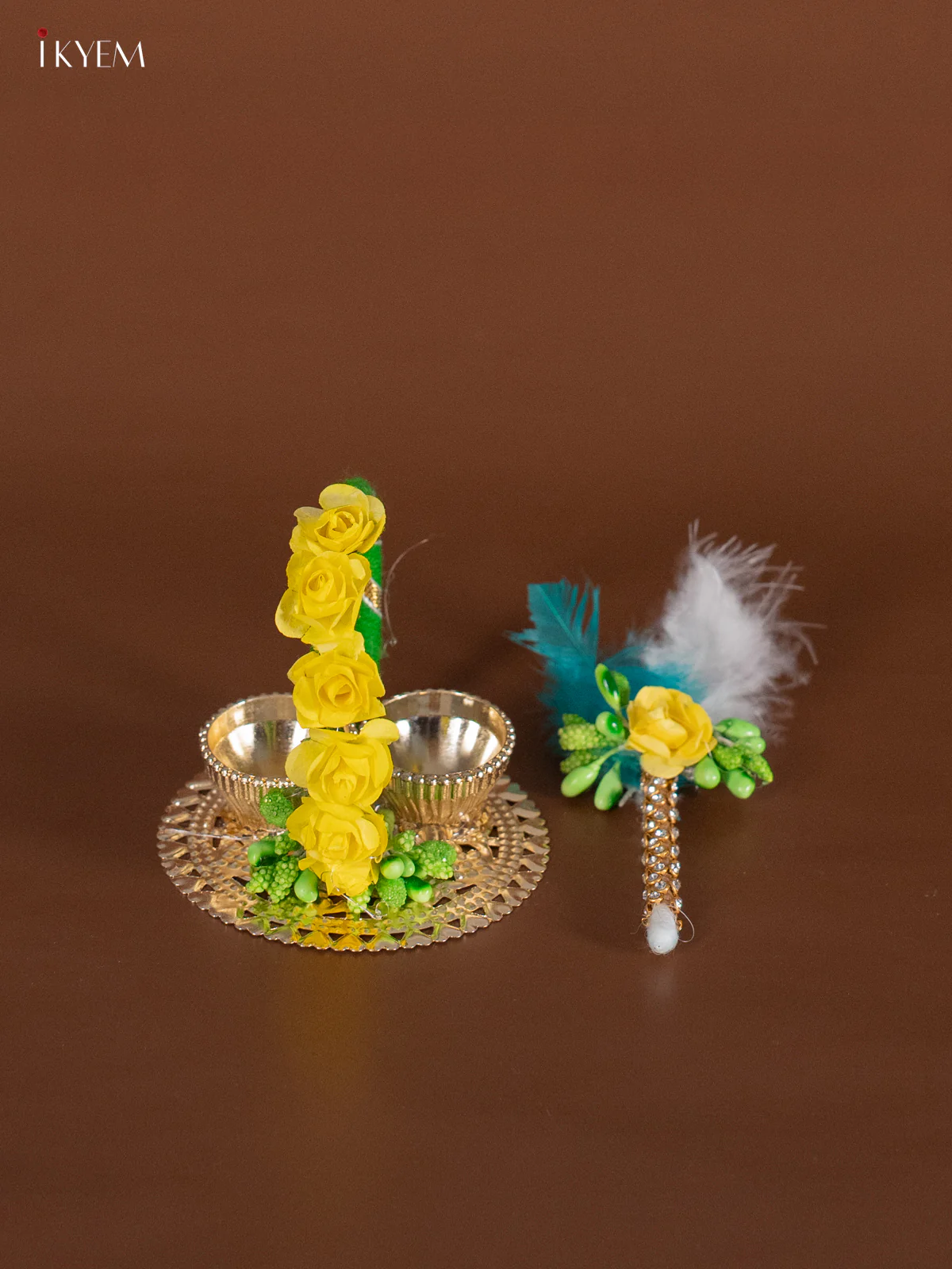 Haldi Kumkum Platter - Green - KJ11173 - Image 3