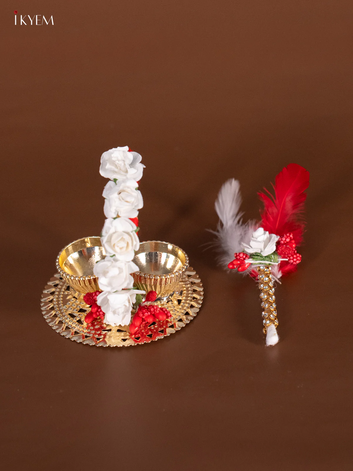 Haldi Kumkum Platter - Red - KJ11174 - Image 3