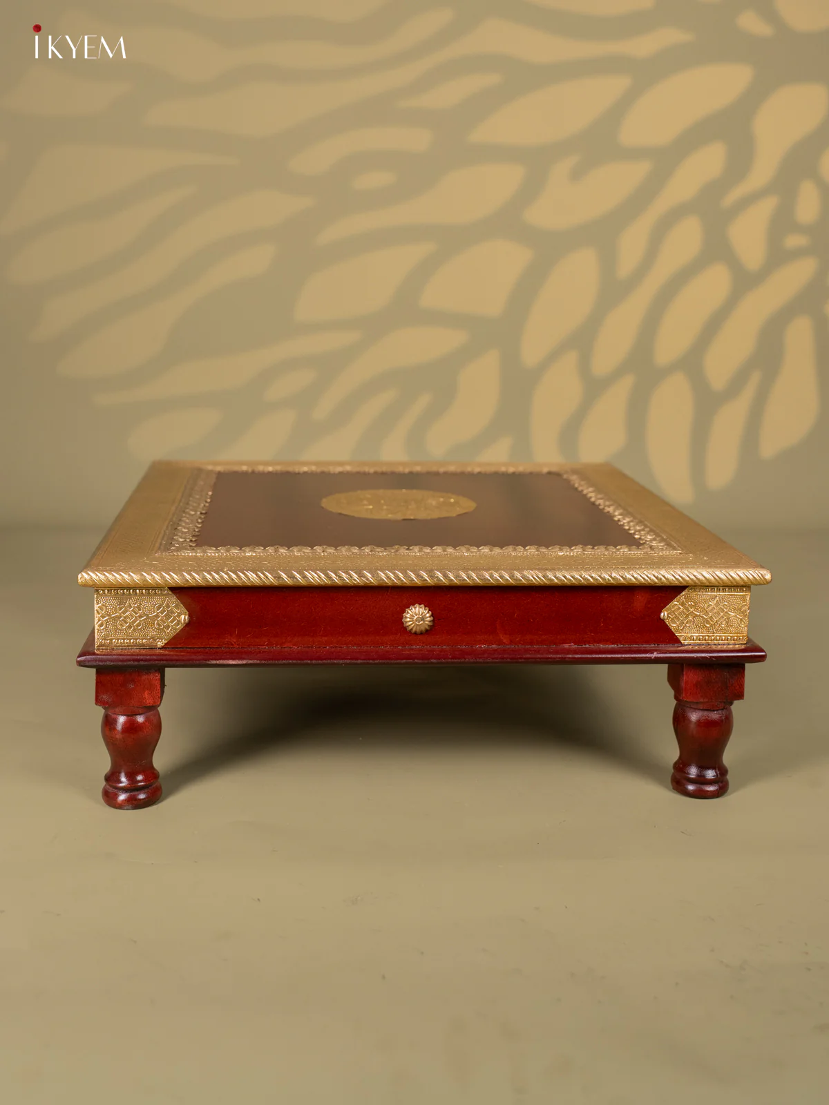 Brass Fitted Square Wooden Stool - (18×18) Inch - KJ13114 - Image 5
