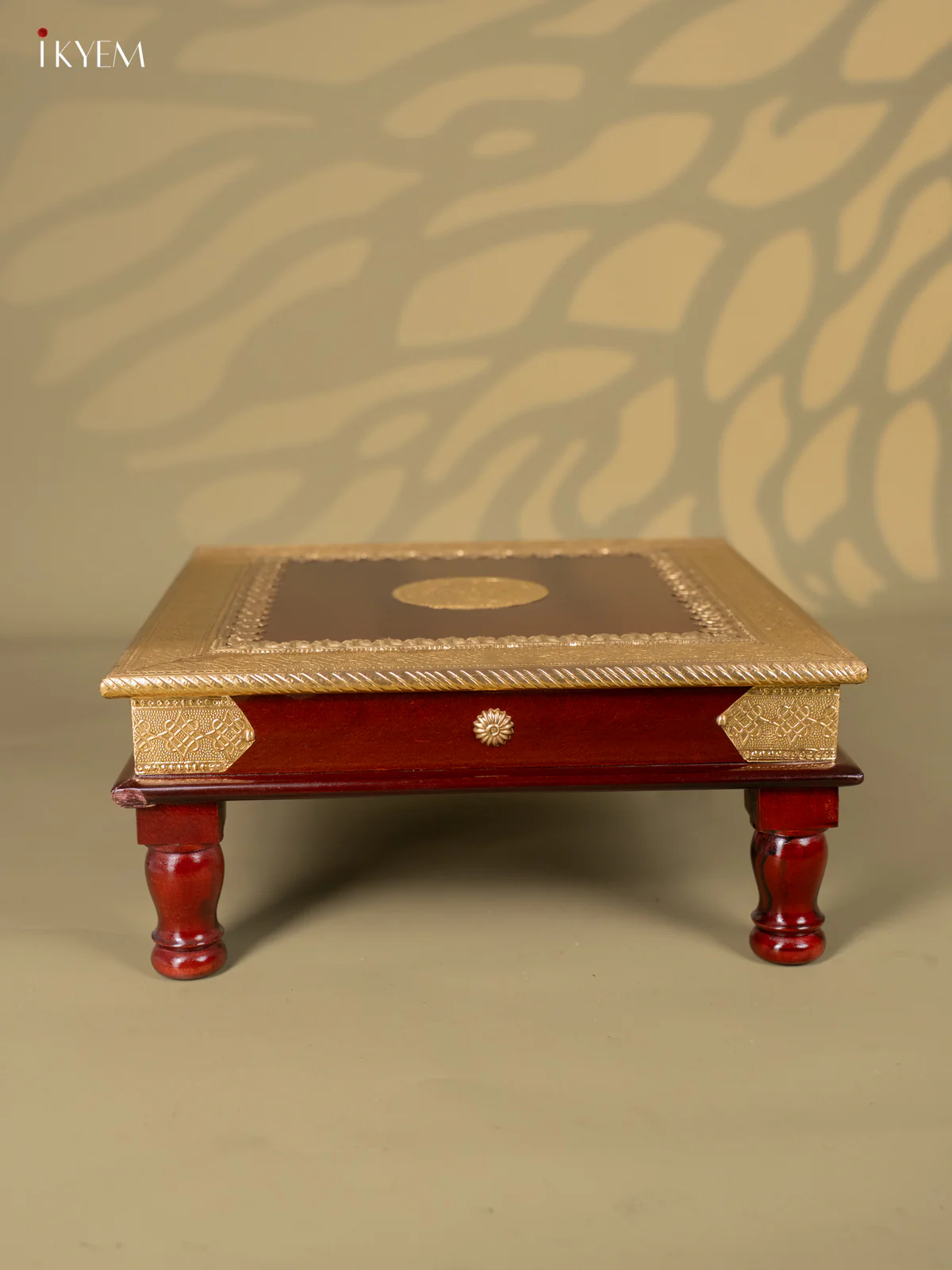 Brass Fitted Square Wooden Stool - (15×15) Inch - KJ13115 - Image 5
