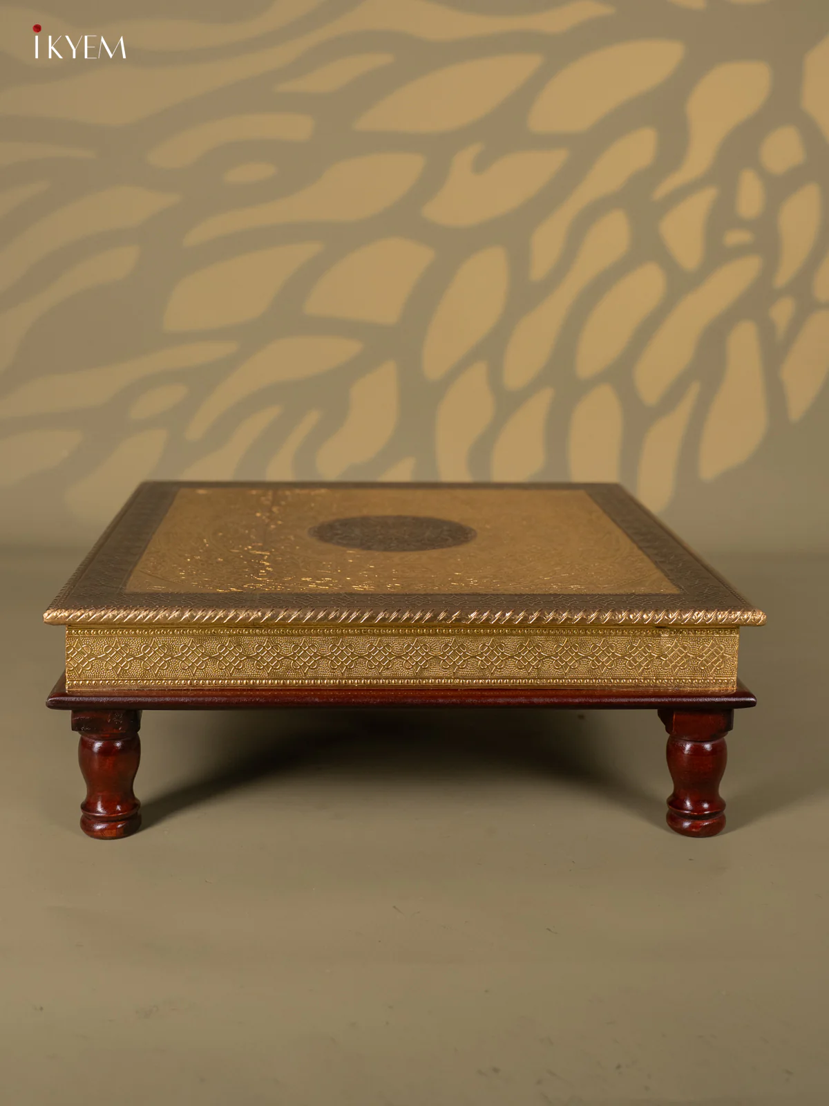 Brass Fitted Square Wooden Stool - 18 Inch - KJ13117 - Image 5