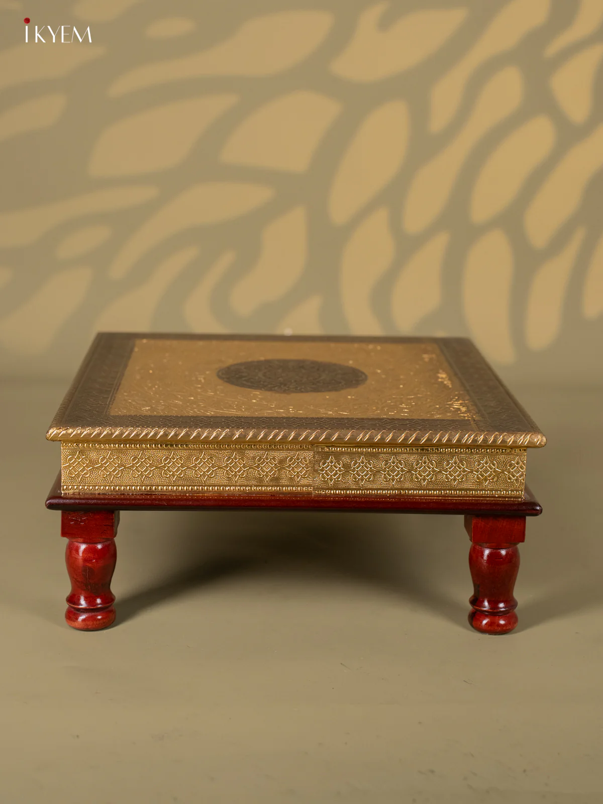 Brass Fitted Square Wooden Stool - 15 Inch - KJ13118 - Image 5