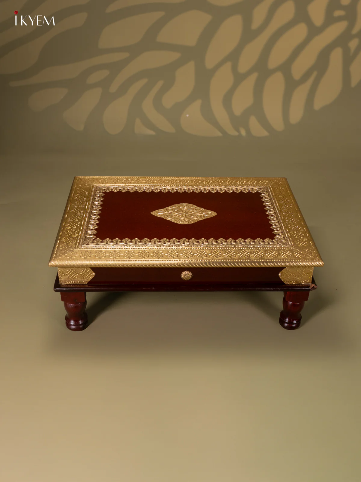 Brass Fitted Rectangle Wooden Stool - (18x12) Inch - KJ13121 - Image 2