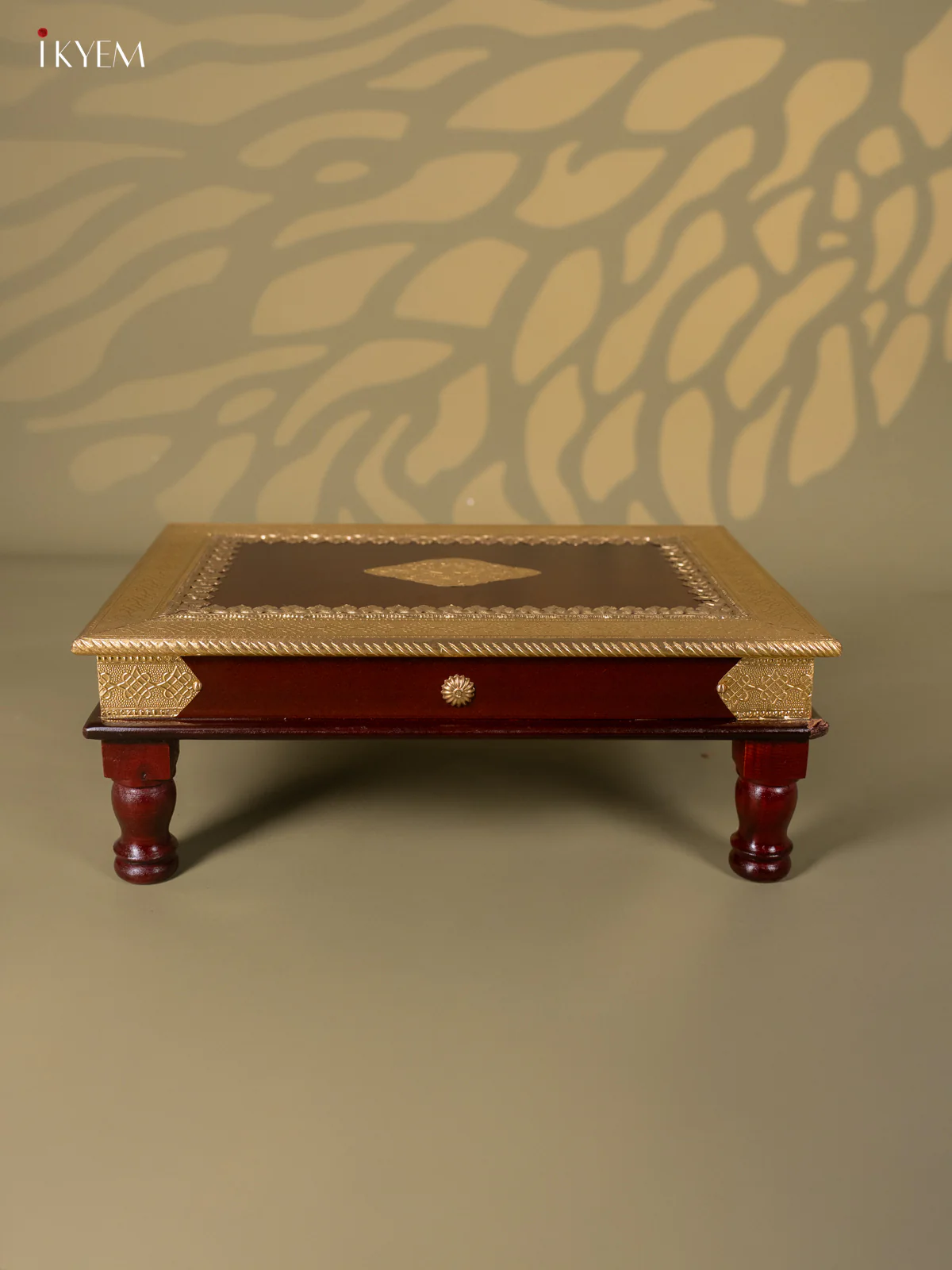 Brass Fitted Rectangle Wooden Stool - (18x12) Inch - KJ13121 - Image 5