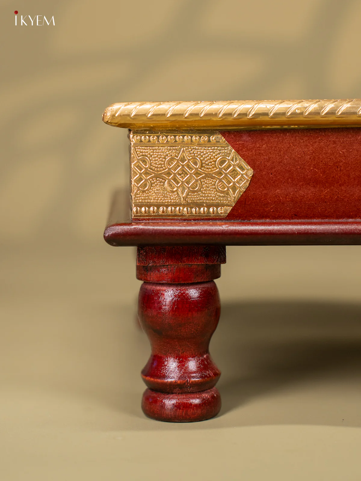 Brass Fitted Rectangle Wooden Stool - (18×12) Inch - KJ13124 - Image 4