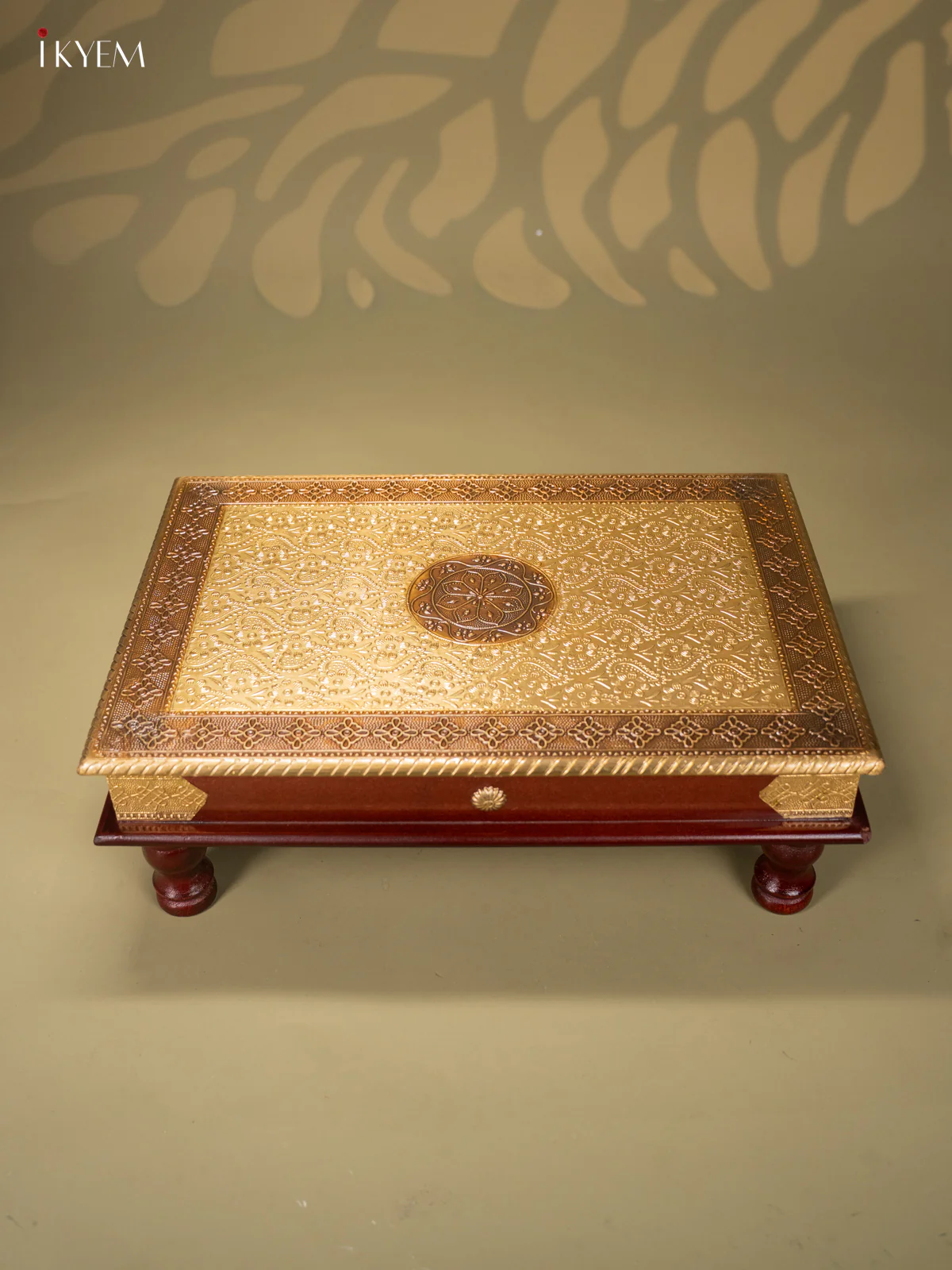 Brass Fitted Rectangle Wooden Stool - (18×12) Inch - KJ13124 - Image 5