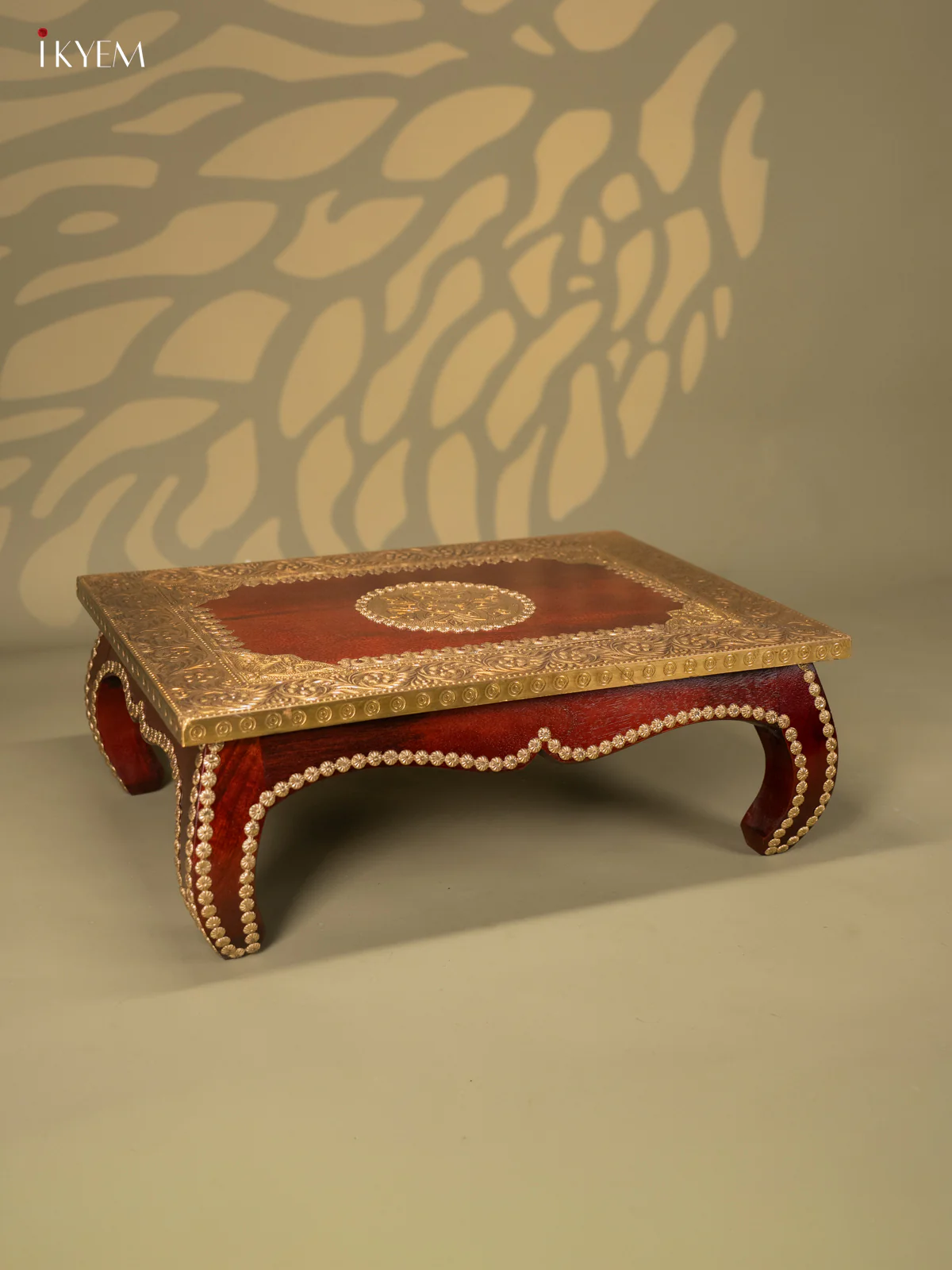 Brass Fitted Rectangle Wooden Stool - (15×21) Inch - KJ13134 - Image 2