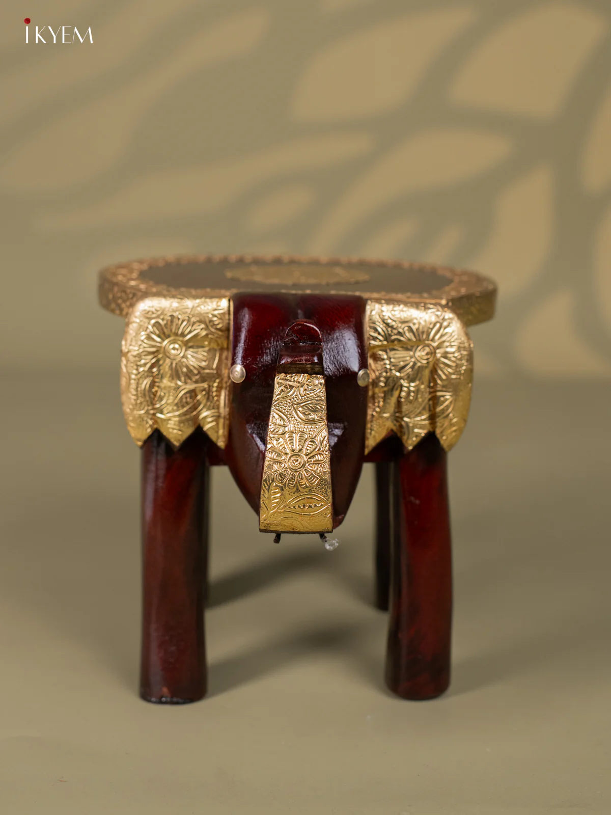 Brass Fitted Elephant Wooden Stool - (10*6) inch - KJ13135 - Image 2