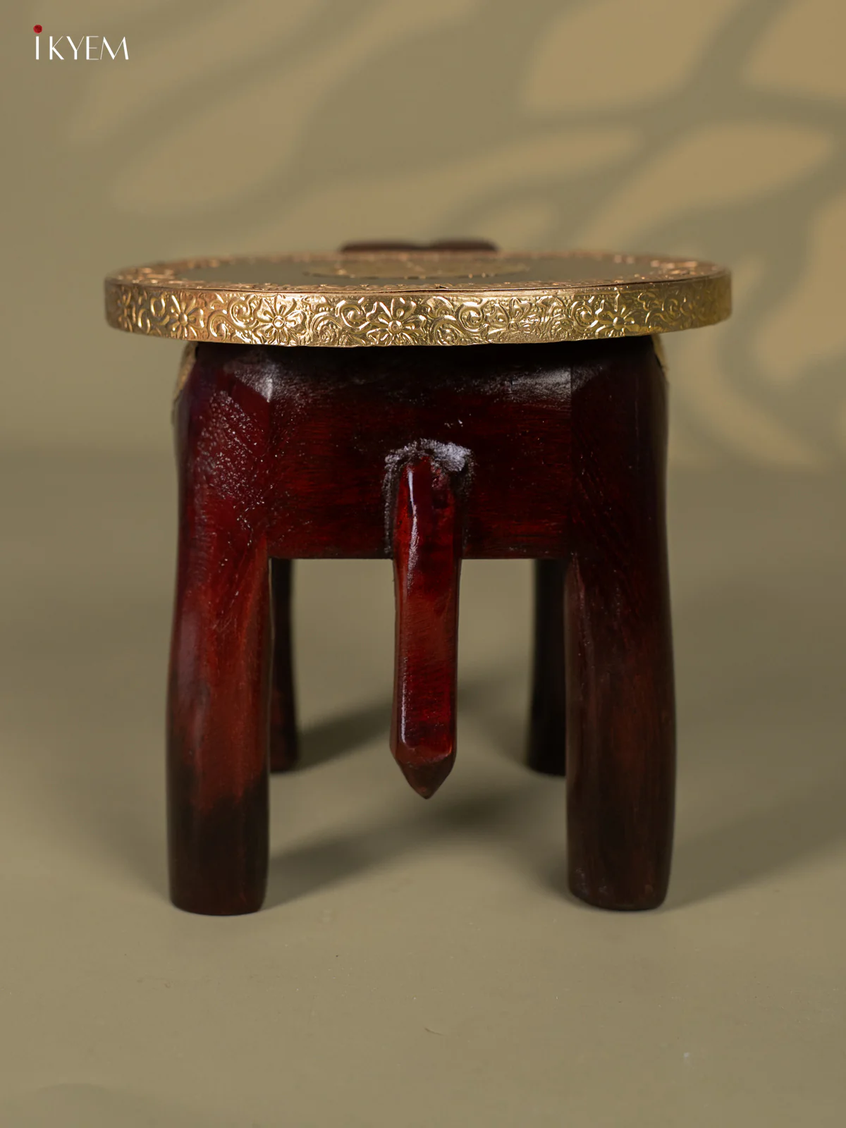 Brass Fitted Elephant Wooden Stool - (10*6) inch - KJ13135 - Image 6
