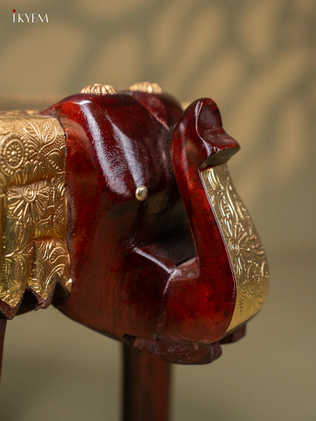 Brass Fitted Elephant Wooden Stool - (15*9) inch - KJ13136 - Image 3