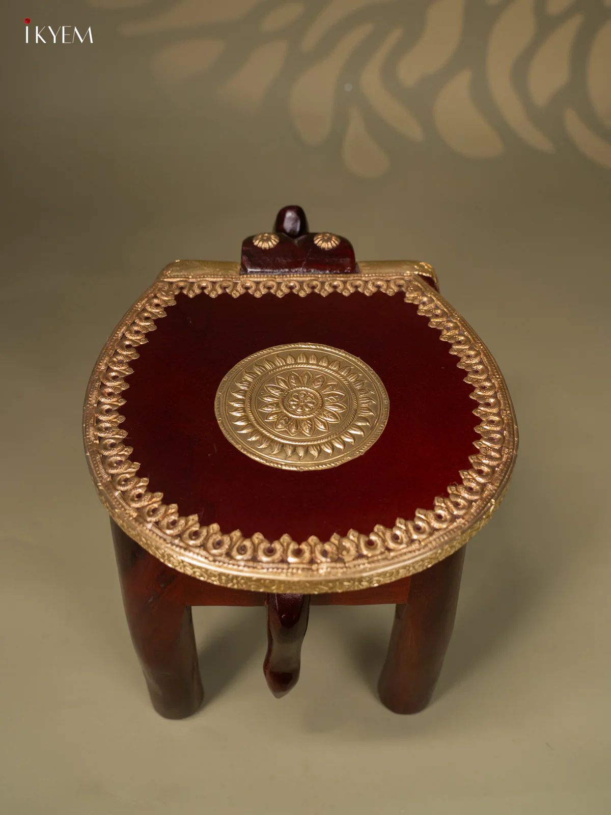 Brass Fitted Elephant Wooden Stool - (15*9) inch - KJ13136 - Image 5