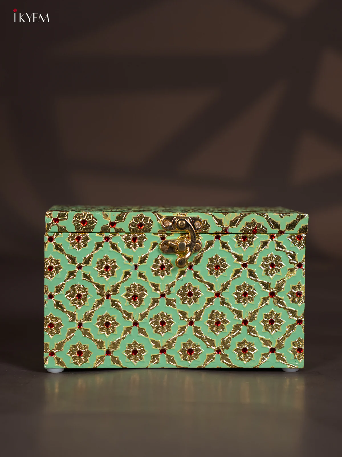 Meenakari Wooden Dry Fruit Box with 2 Glass Jar - Pista Green - KJ13141 - Image 5