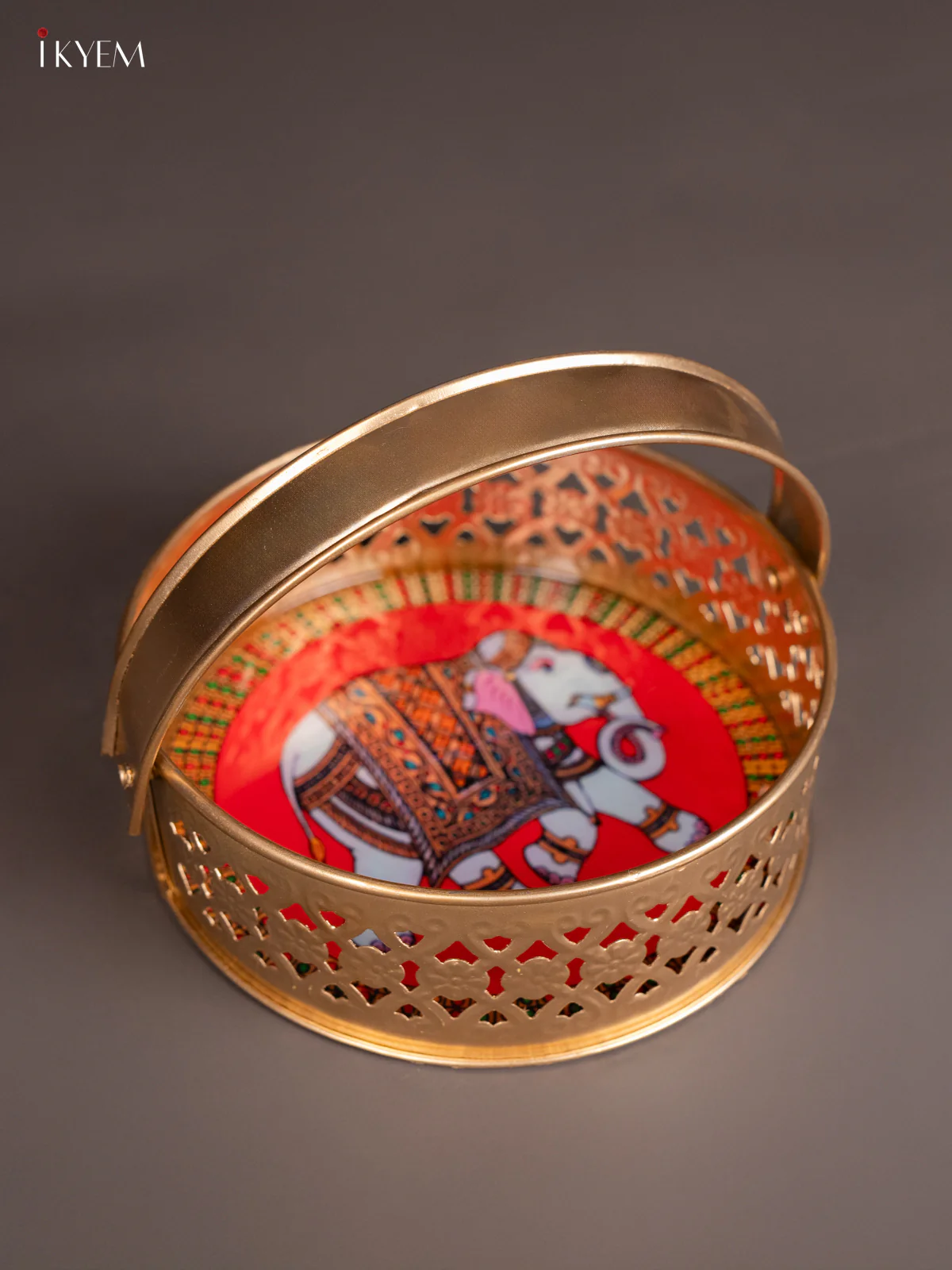 Elephant Digital Printed Metal Flower Basket - Red - KJ18128 - Image 3