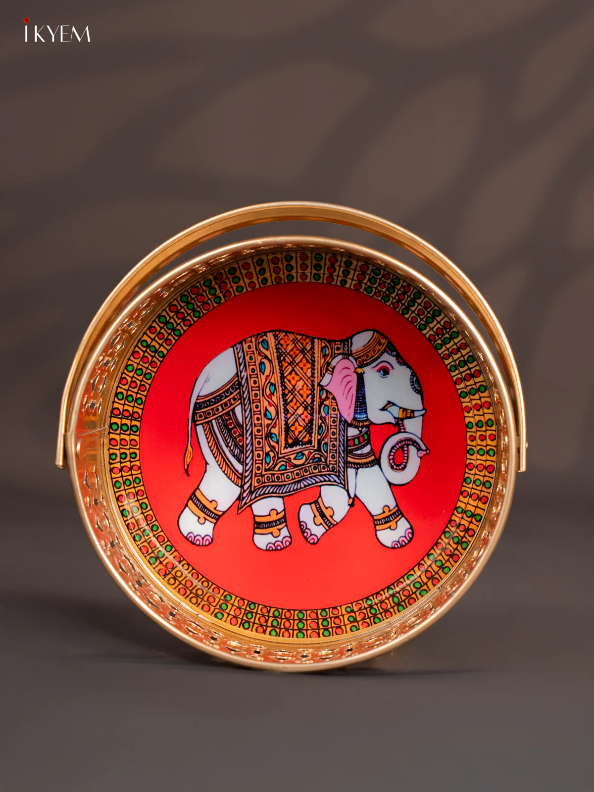 Elephant Digital Printed Metal Flower Basket - Red - KJ18128 - Image 4