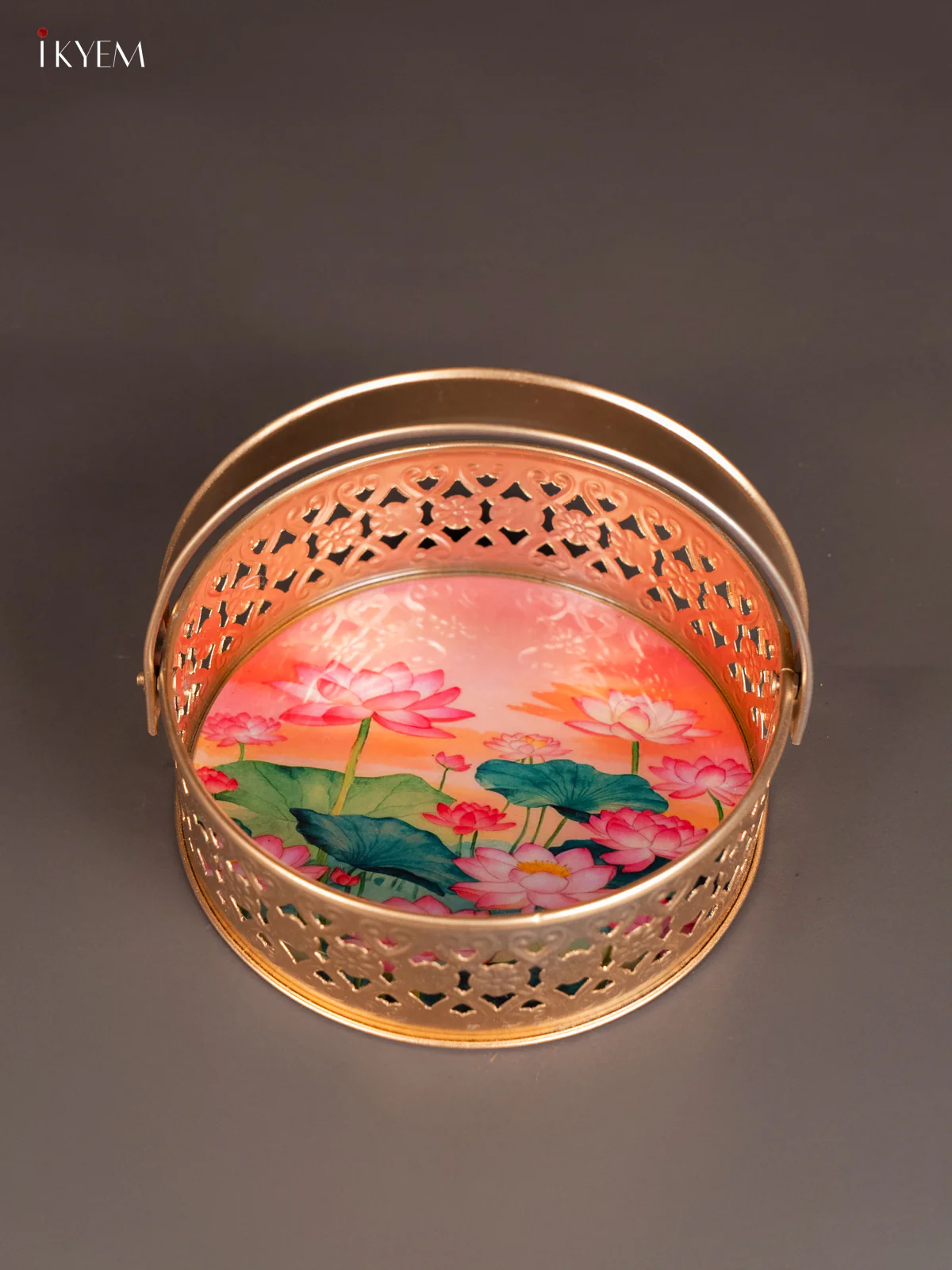 Lotus Digital Printed Metal Flower Basket - KJ18133 - Image 4