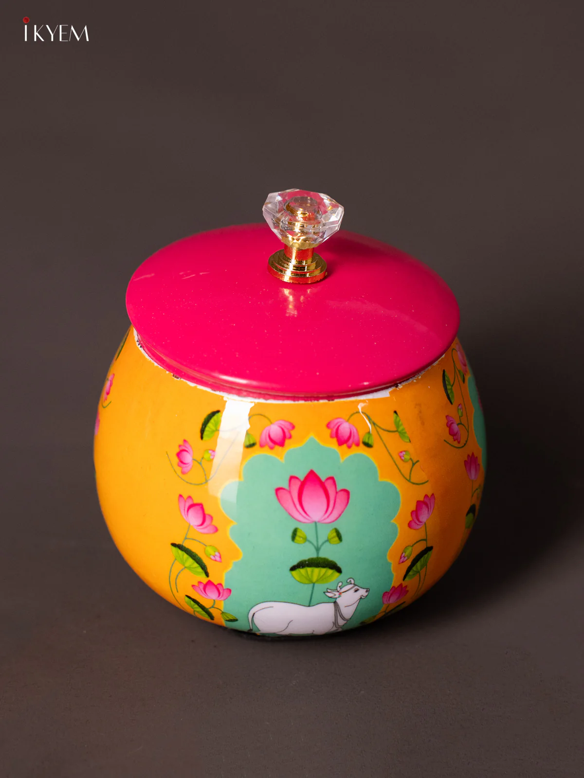 Cow Digital Printed Dryfruit nuts Jar - Orange - 4 Inch - KJ18138
