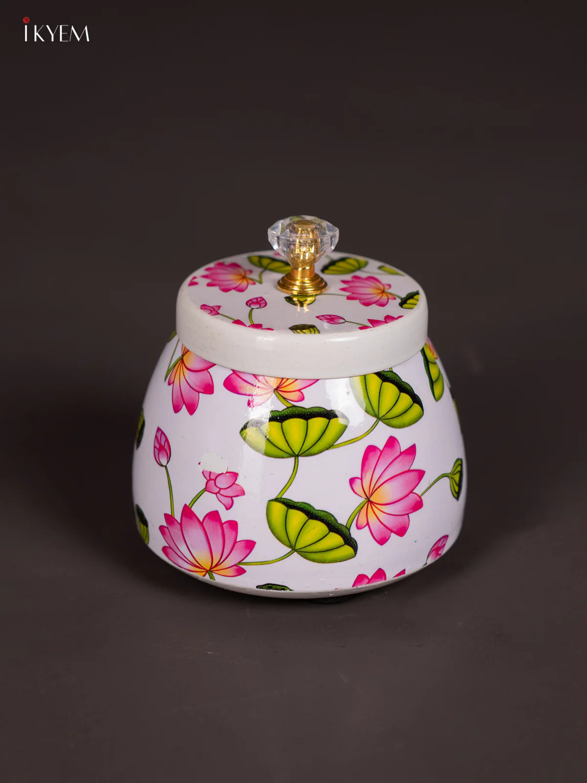 Pichwai Lotus Digital Printed Dryfruit nuts Jar - 4 Inch - KJ18140