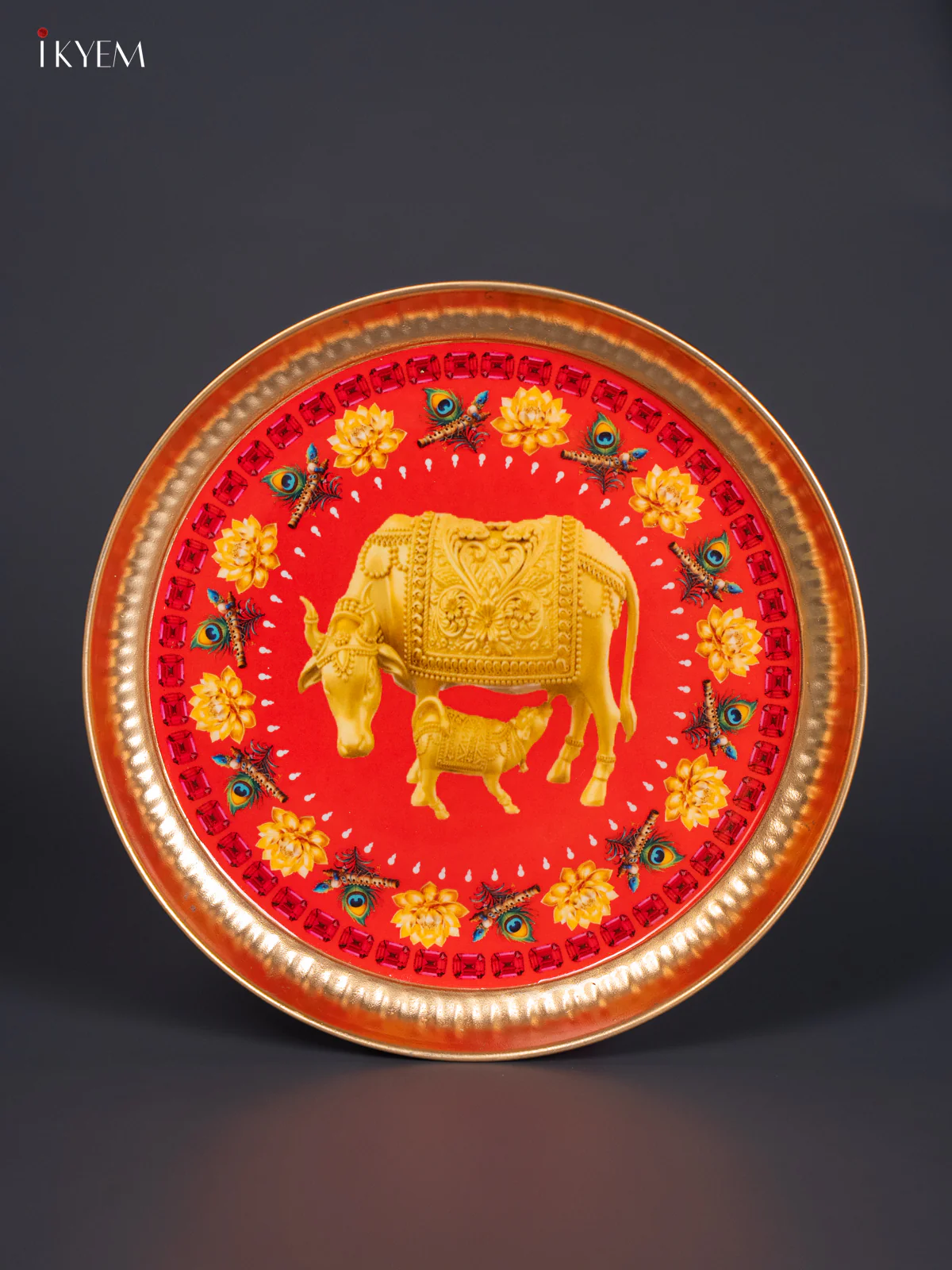 Cow & Calf Digital Printed Metal Plate - Red - KJ21112