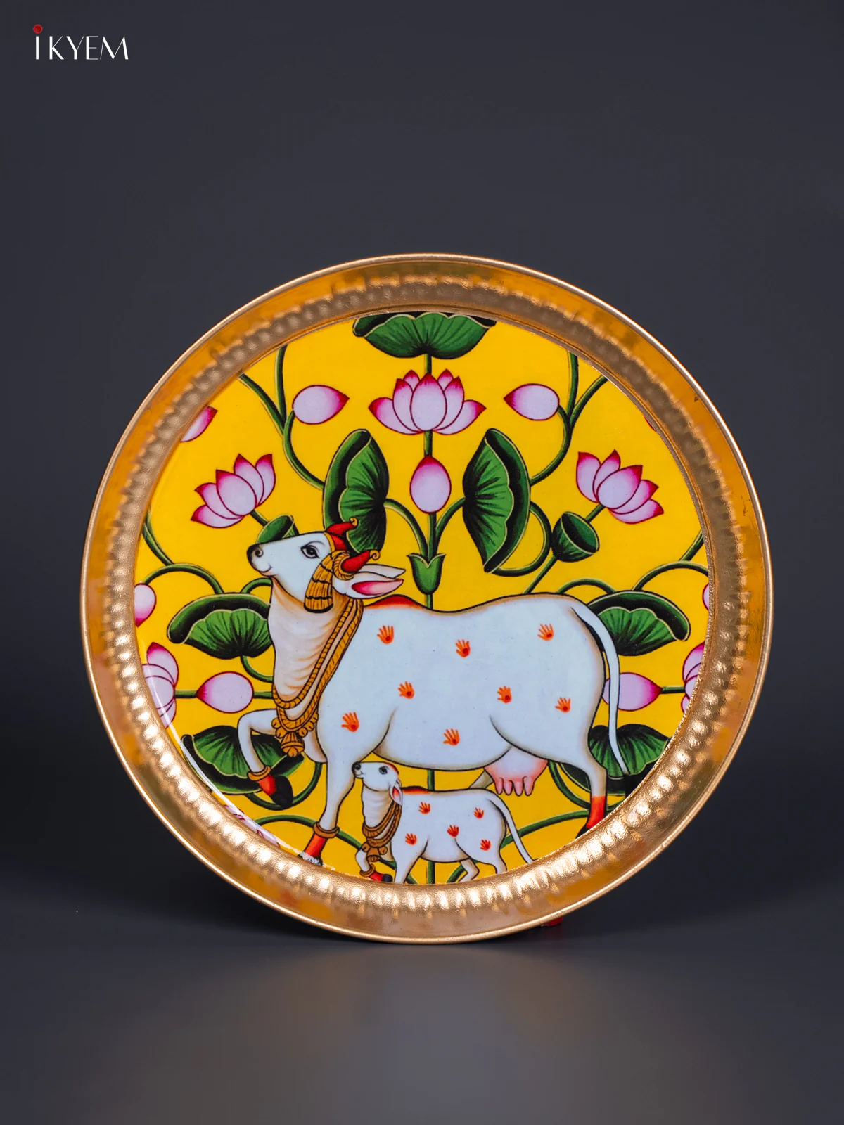 Cow & Calf Digital Printed Metal Plate - Yellow - KJ21116