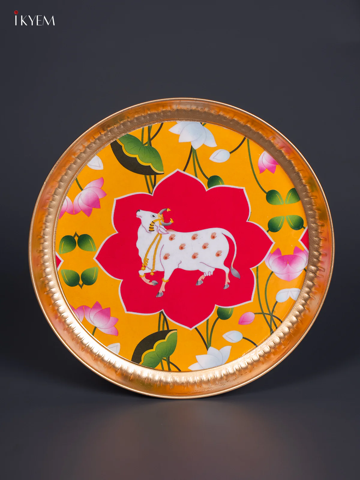Cow & Lotus Digital Printed Metal Plate - Pink - KJ21117