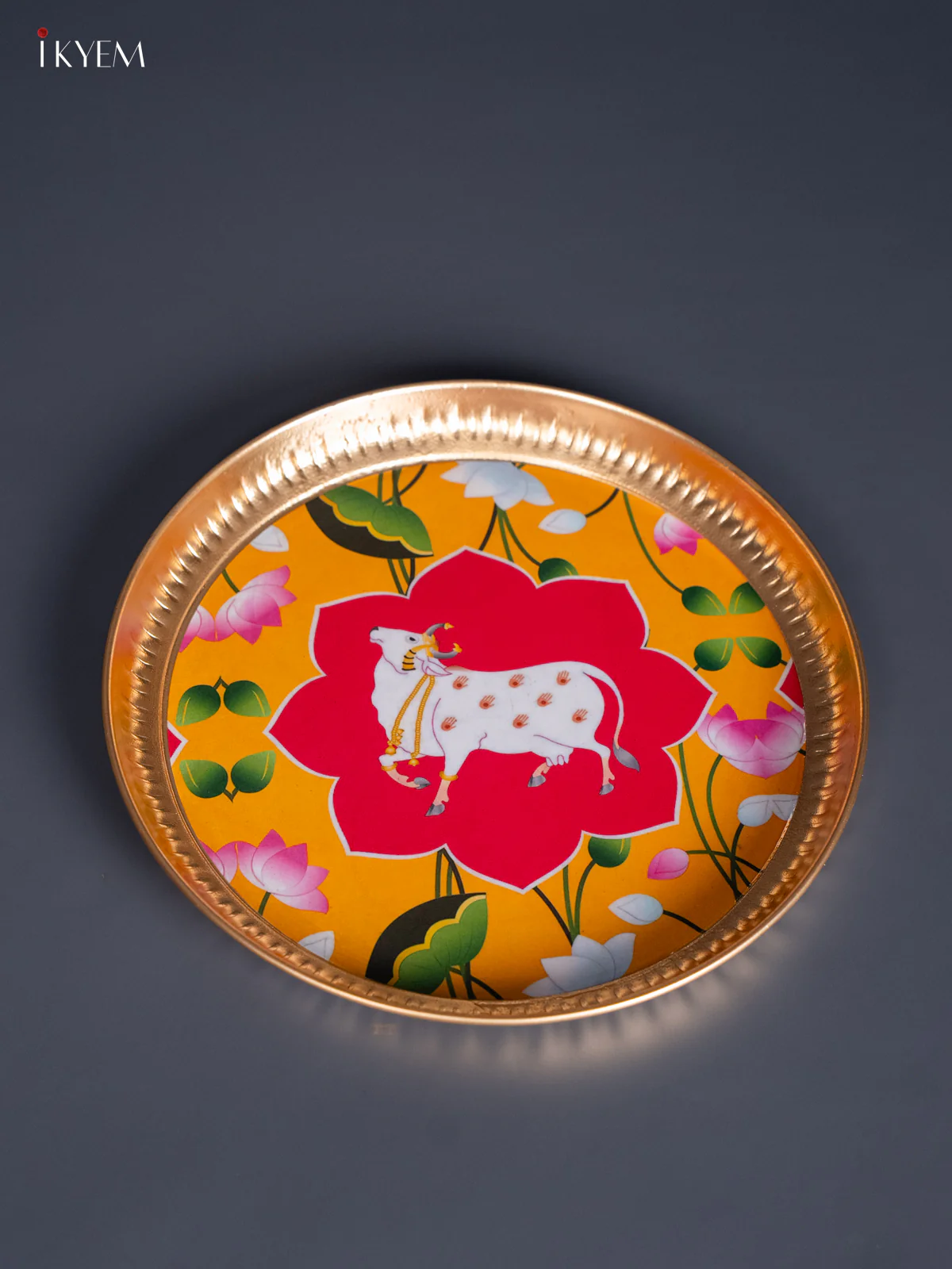 Cow & Lotus Digital Printed Metal Plate - Pink - KJ21117 - Image 2