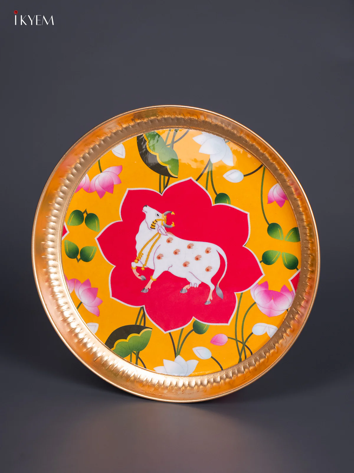 Cow & Lotus Digital Printed Metal Plate - Pink - KJ21117 - Image 4