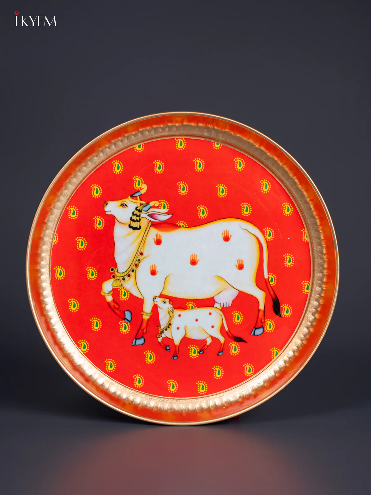 Cow & Calf Digital Printed Metal Plate - Red - KJ21124