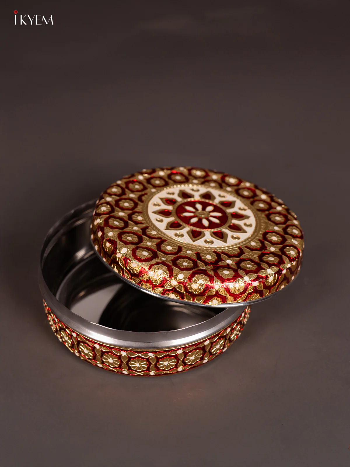 Red Meenakari Design steel box - 7 Inch - KJ27116 - Image 2