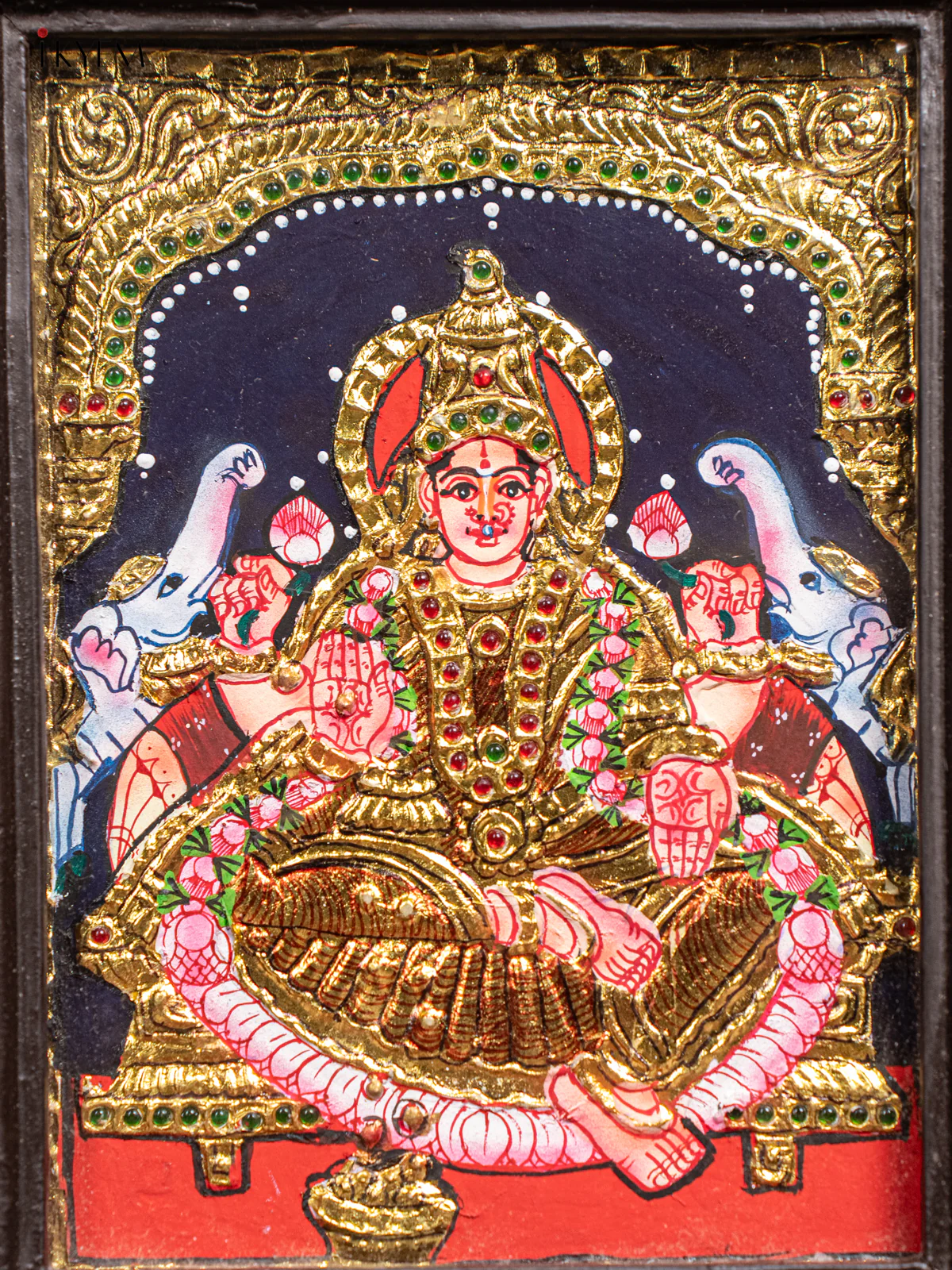 Gaja Lakshmi Tanjore Painting  (11x9 Inch) - KJ28119 - Image 3