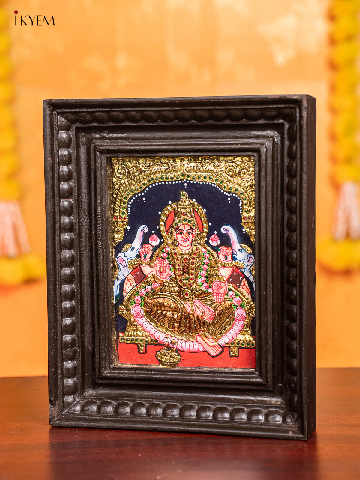Gaja Lakshmi Tanjore Painting  (11x9 Inch) - KJ28119 - Image 4