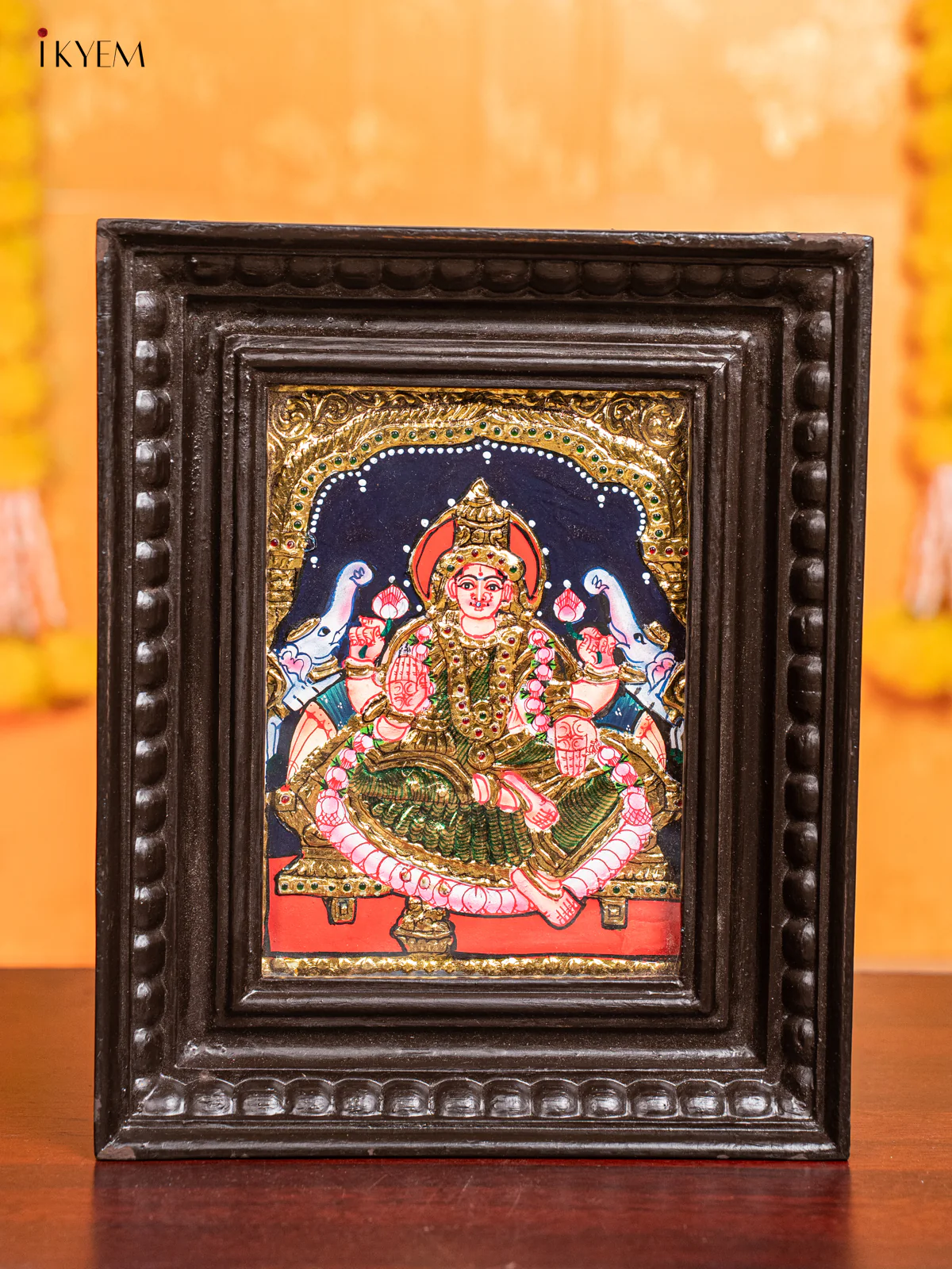 Auspicious Gaja Lakshmi Tanjore Painting - (11x9) Inch - KJ28120