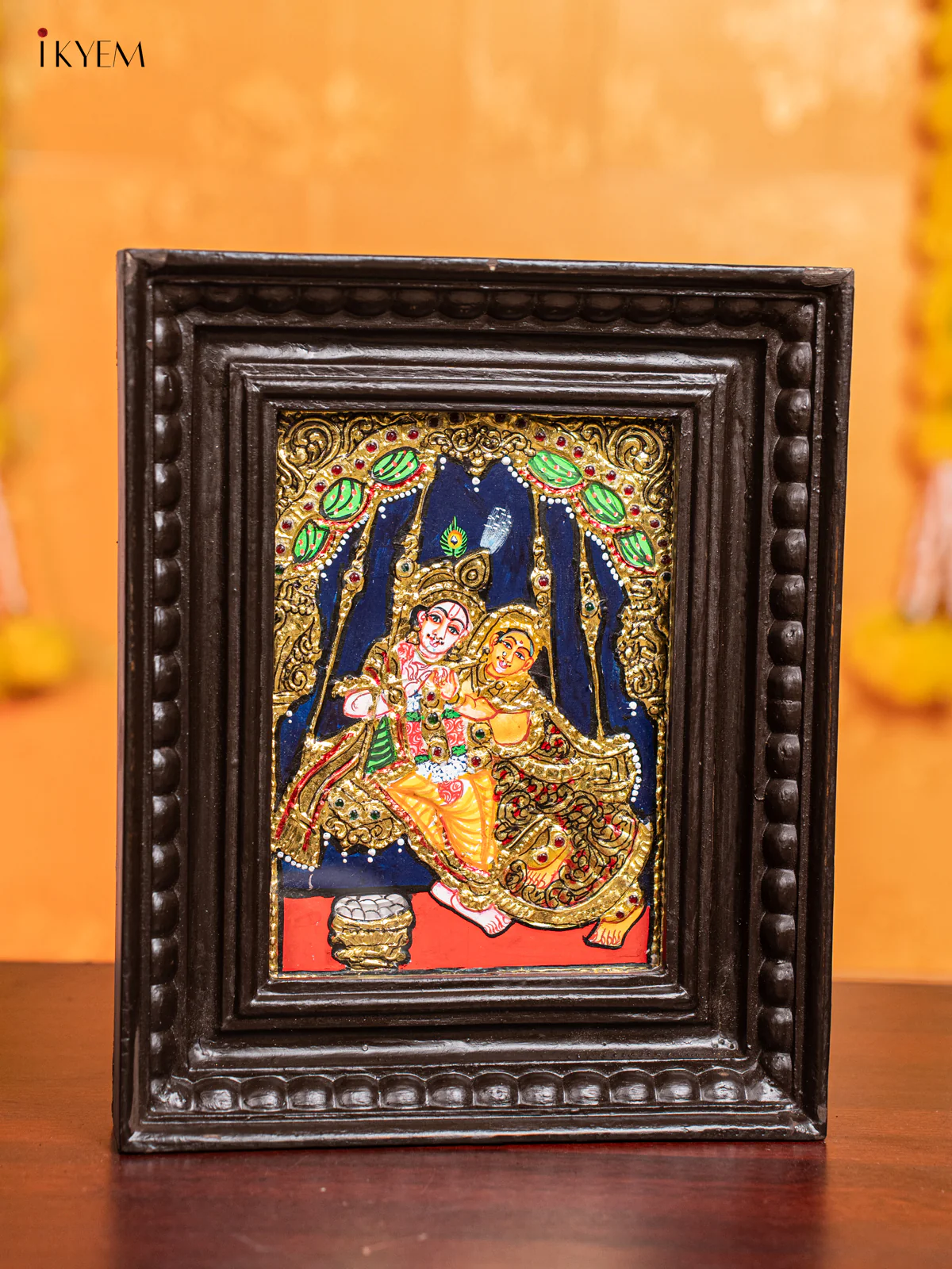 Radha Krishna Tanjore Painting  (11x9 Inch) - KJ28124 - Image 2