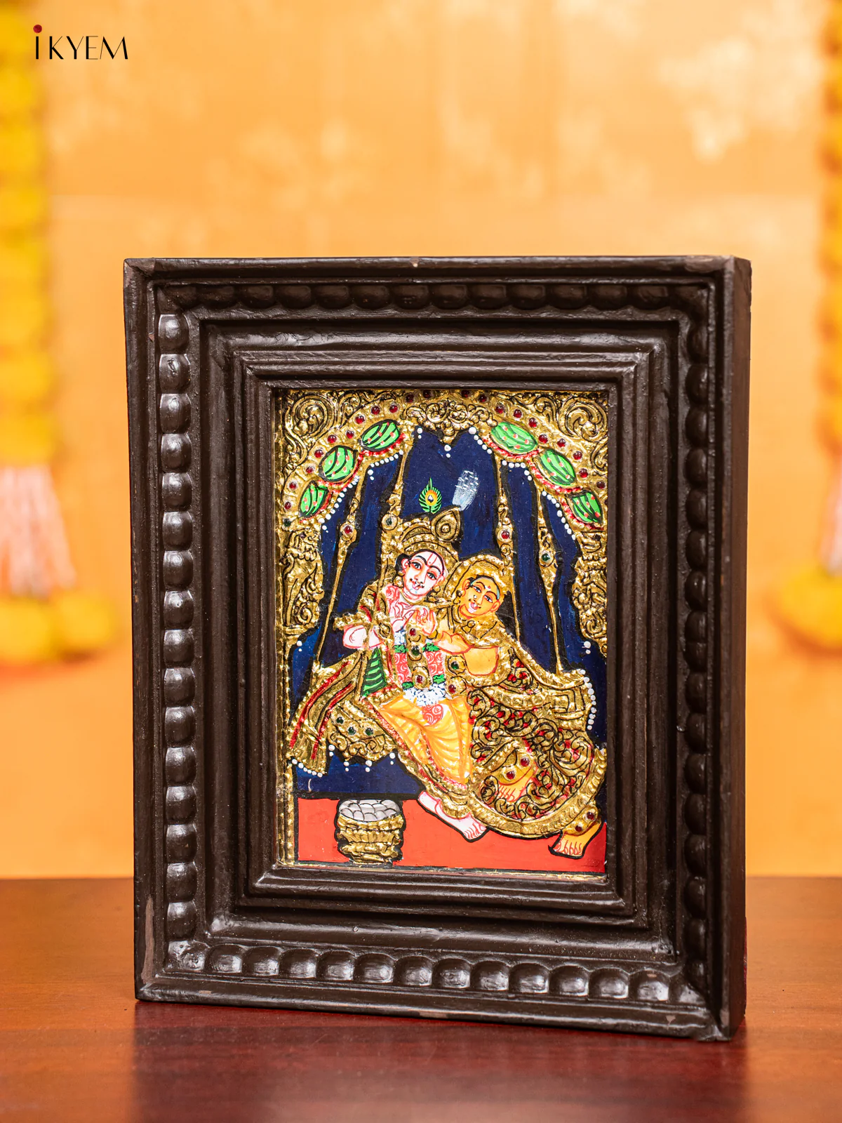 Radha Krishna Tanjore Painting  (11x9 Inch) - KJ28124 - Image 4
