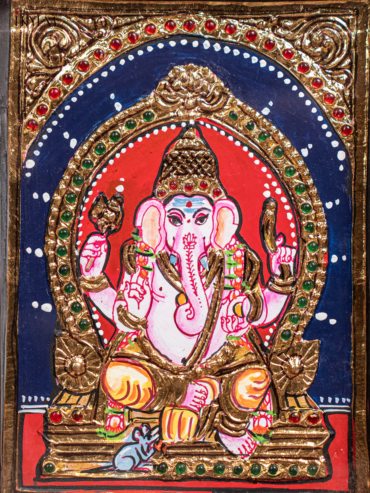 Lord Ganesha Tanjore Painting  (11x9) Inch - KJ28130 - Image 3