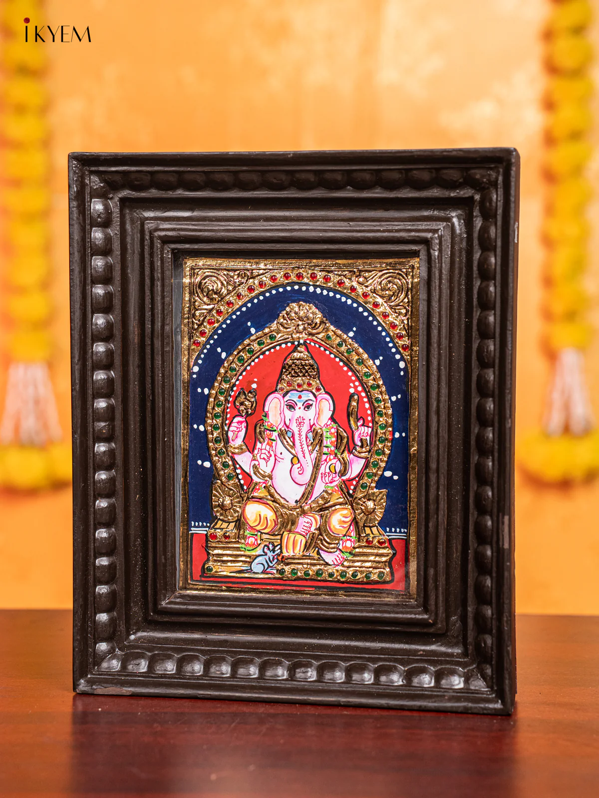 Lord Ganesha Tanjore Painting  (11x9) Inch - KJ28130 - Image 4