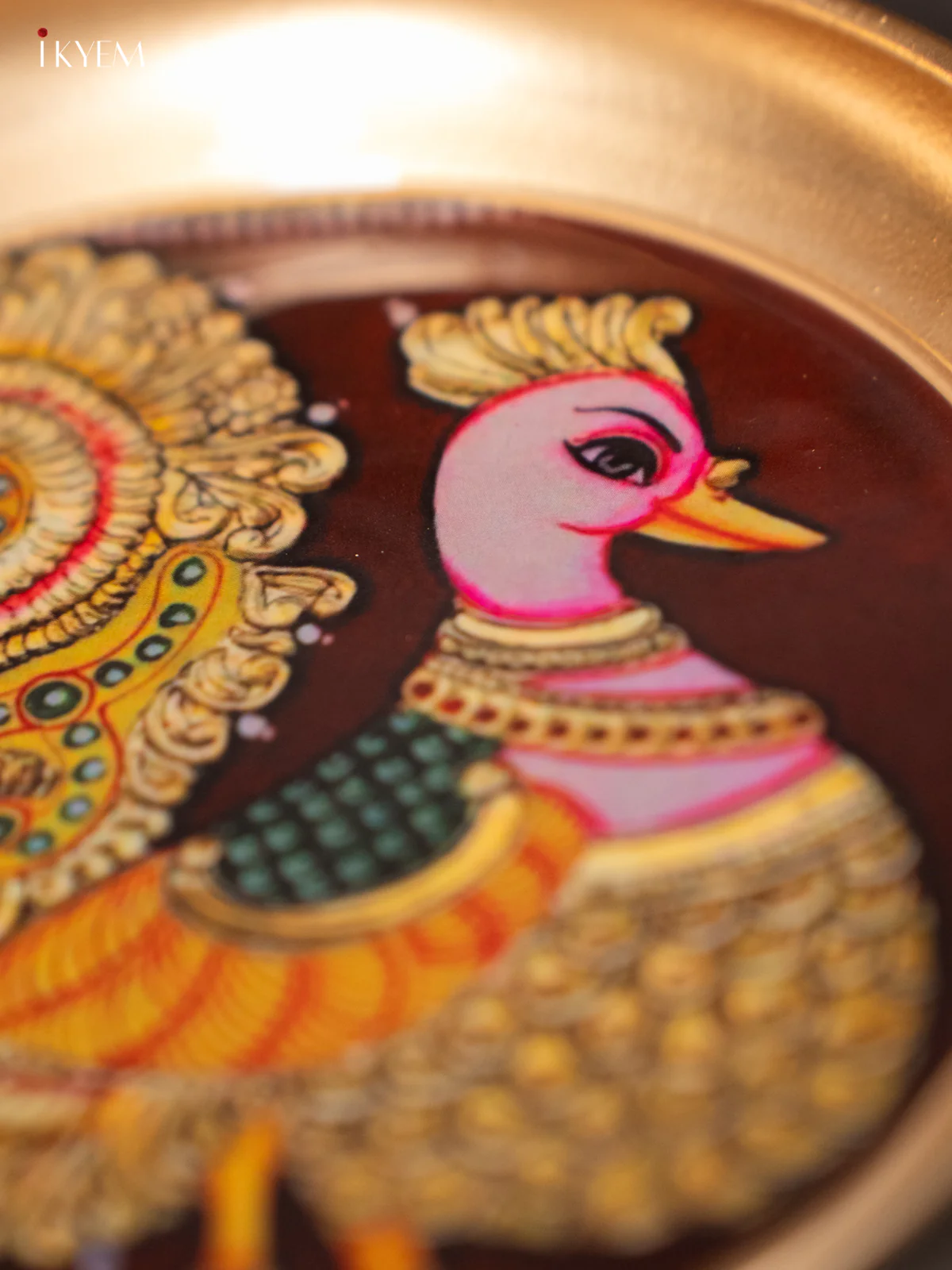 Annapakshi Printed Maroon Brass Coated Plate - 6 Inches - KJ30118 - Image 3