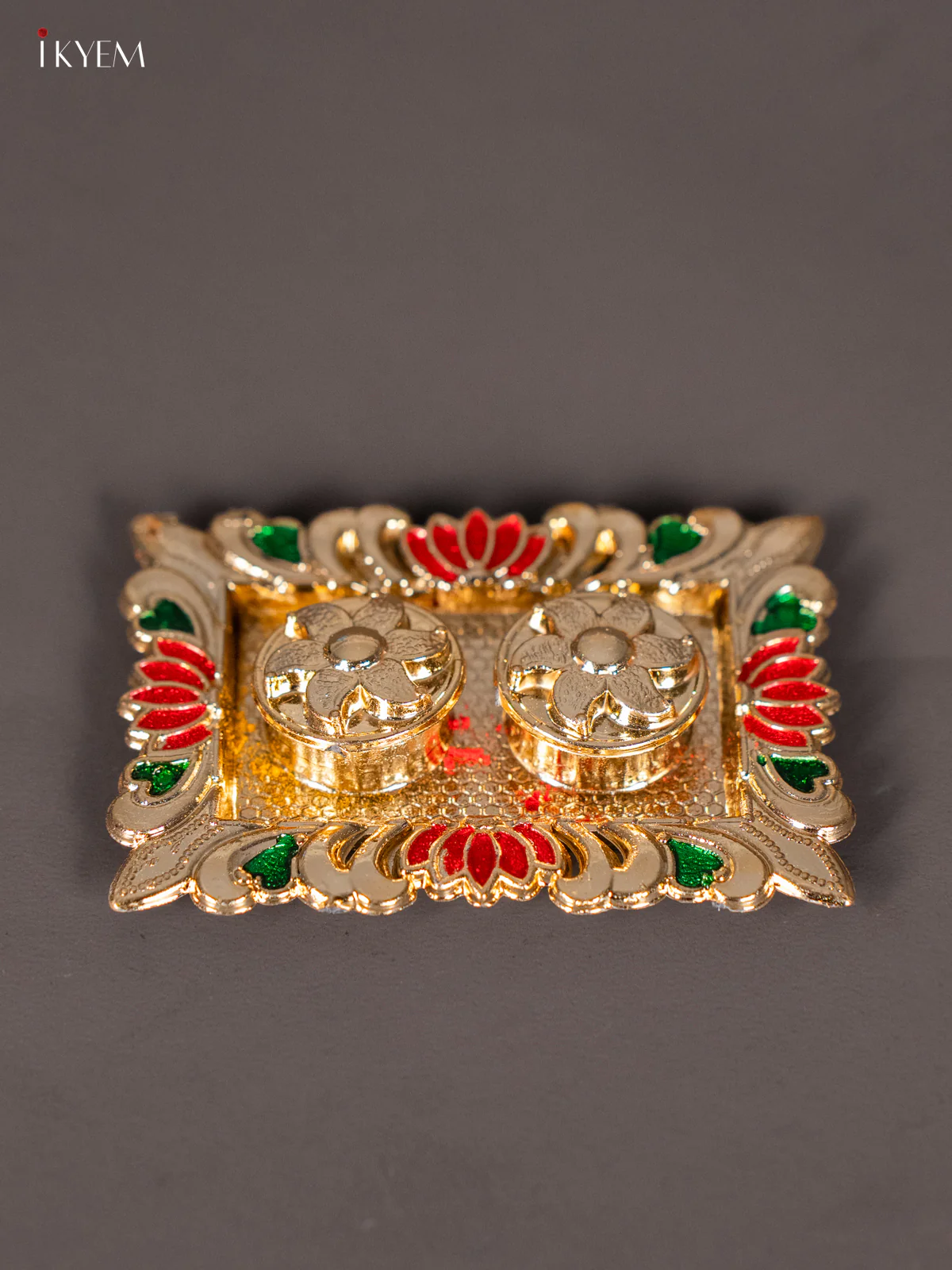 Rectangle Meenakari Haldi Kumkum Holder - (3.5×2.5) Inch - KJ30136
