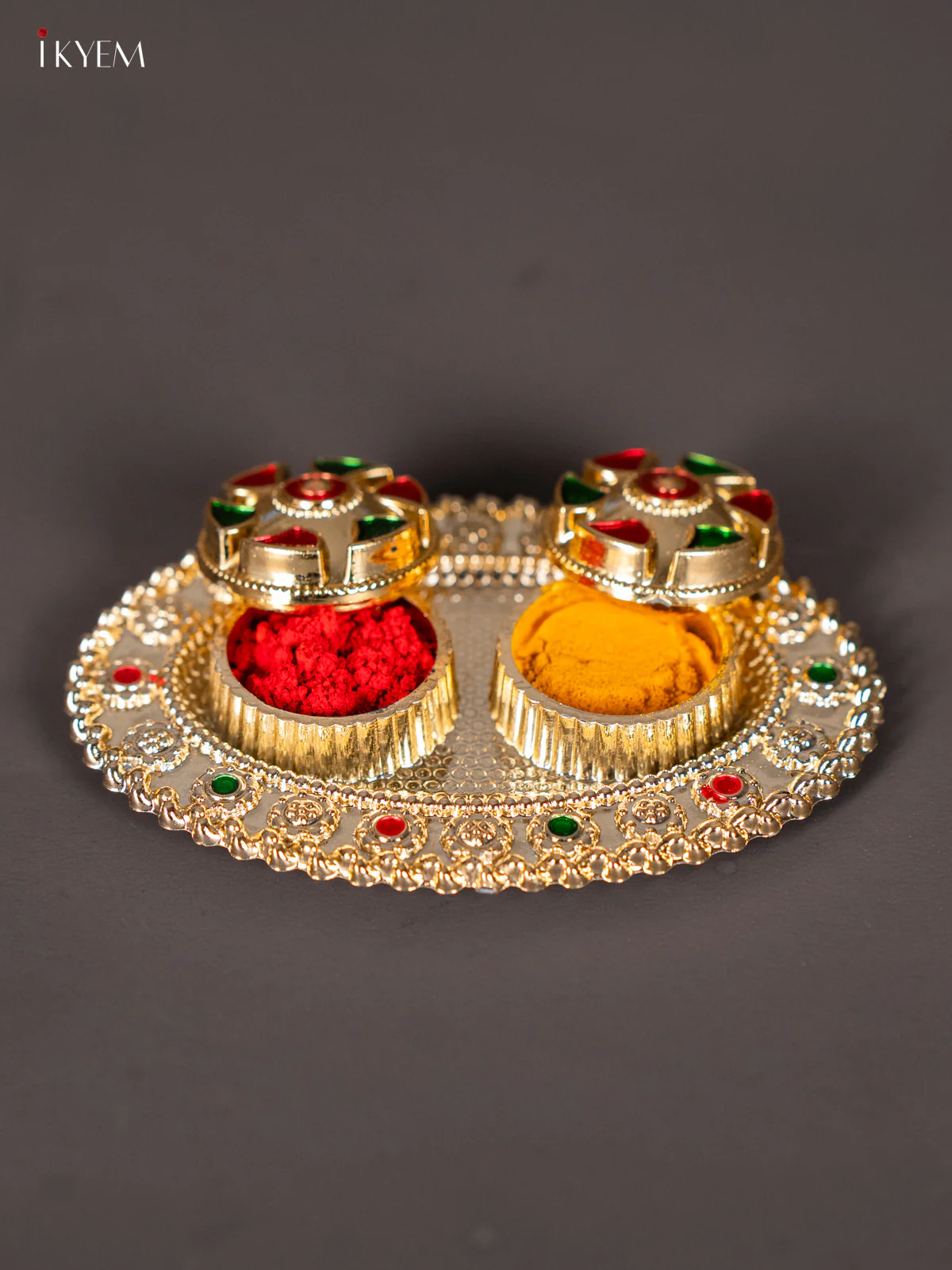 Elegant Meenakari Haldi Kumkum Holder - (4.5×3.3) Inch - KJ30141 - Image 3