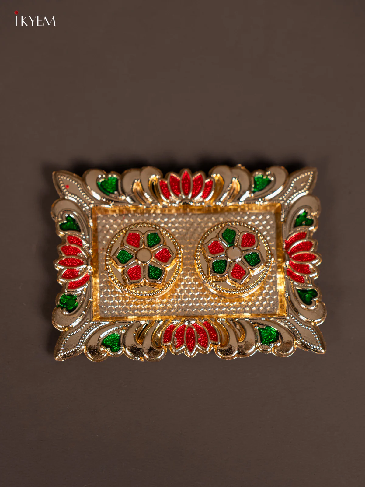 Rectangle Shaped Meenakari Haldi Kumkum Holder - (3.5×2.5) Inch - KJ30142