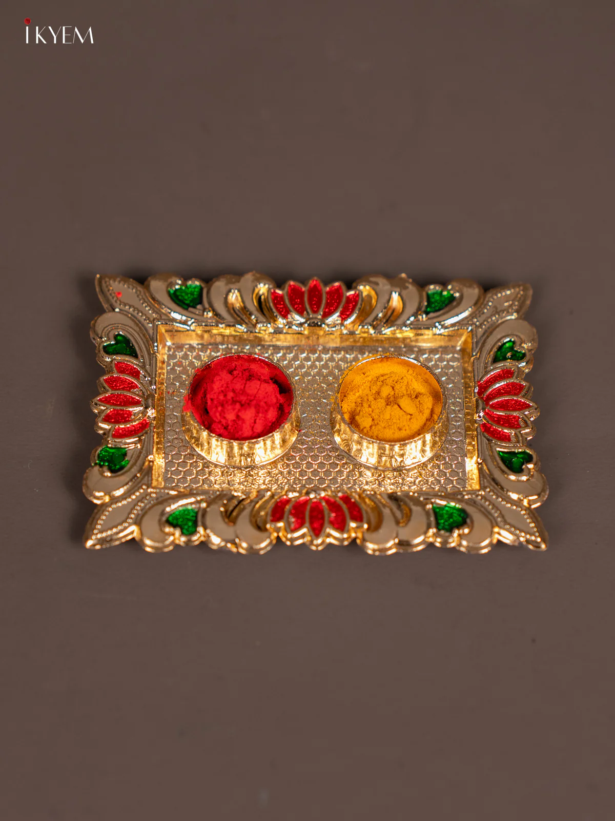 Rectangle Shaped Meenakari Haldi Kumkum Holder - (3.5×2.5) Inch - KJ30142 - Image 2